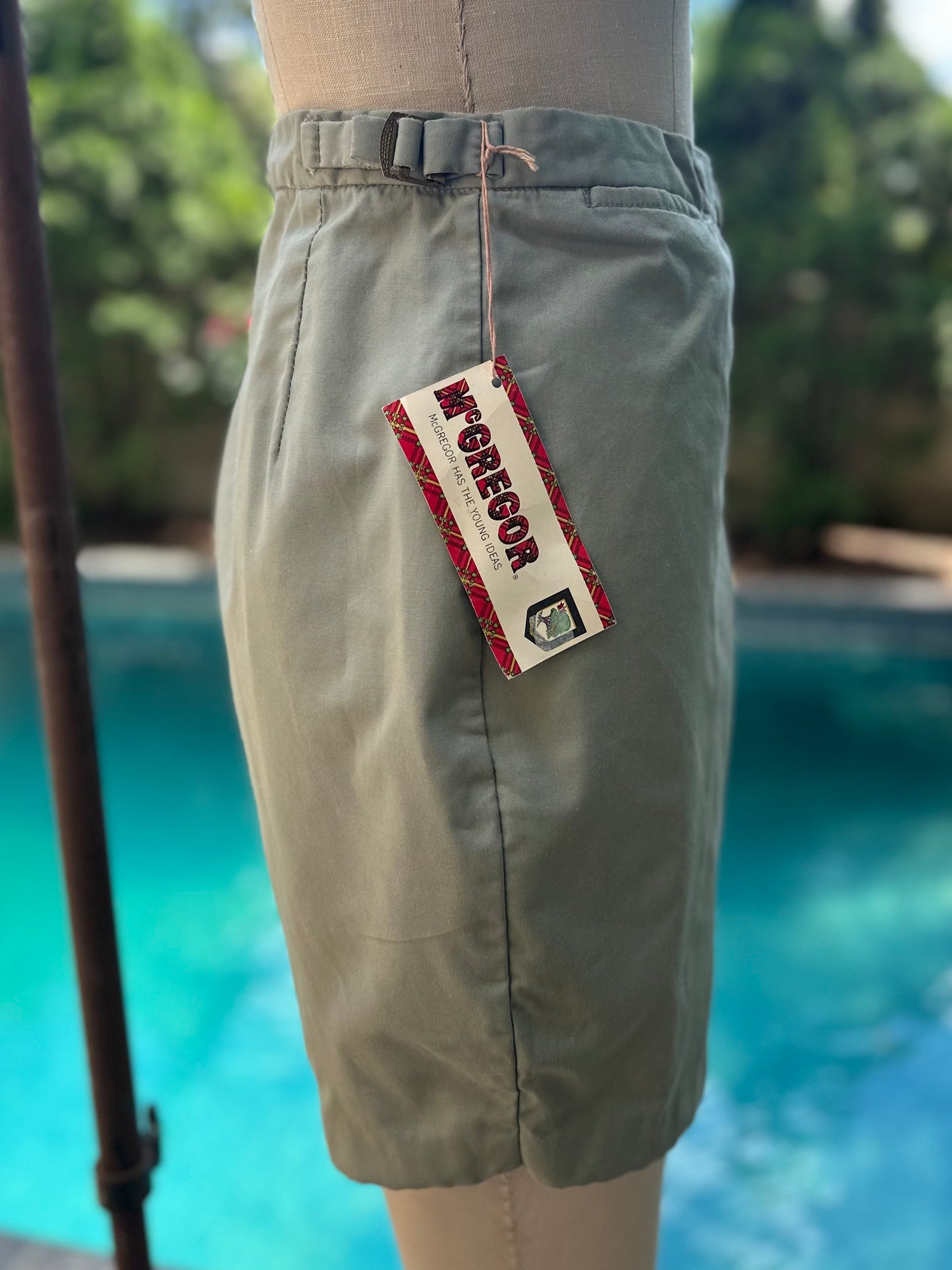 1960s Men’s Khaki Shorts, McGregor Swim ‘n Play Size Medium, New Old Stock with Tag