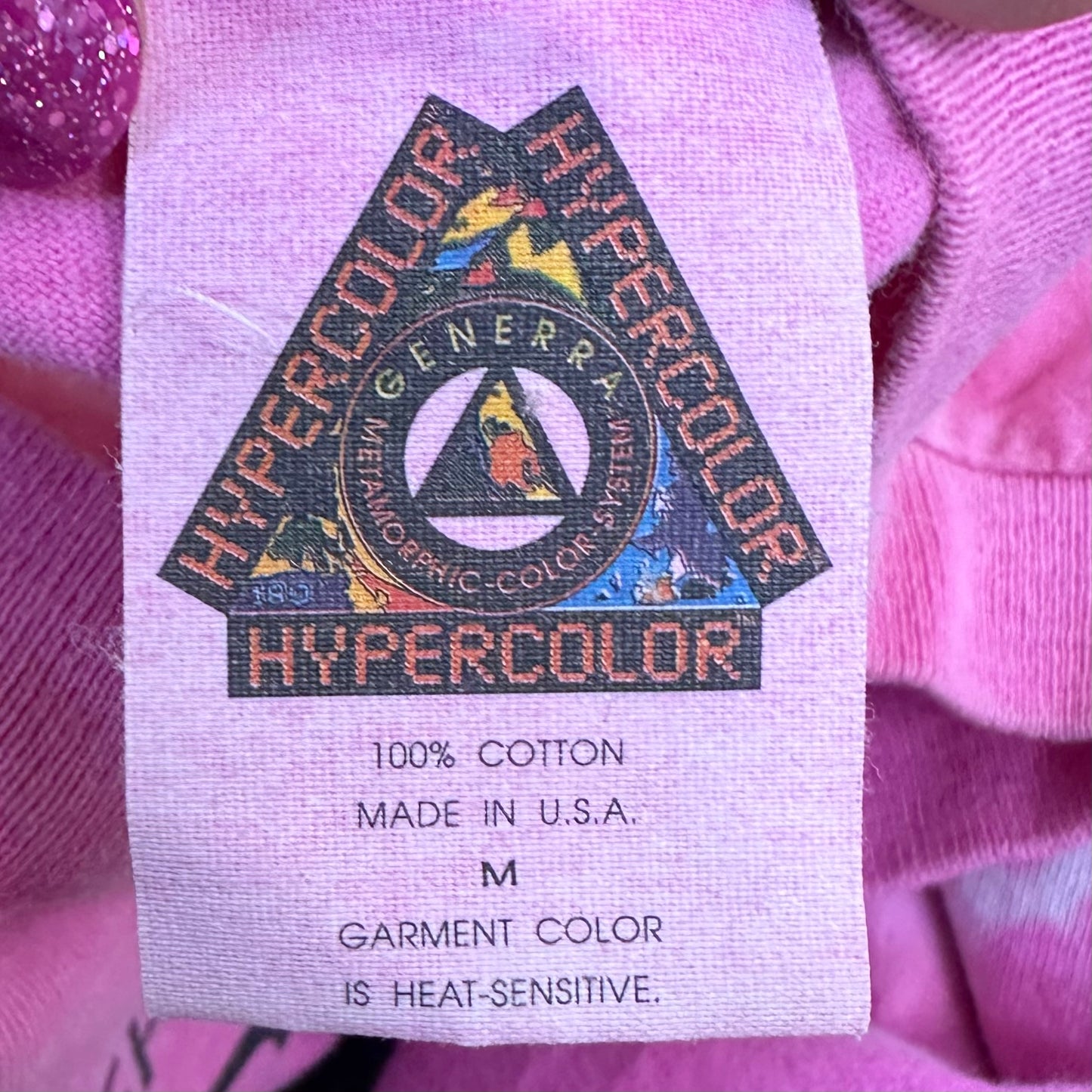 1990s Pink Tie Dye Hypercolor T-Shirt, Generra Size XL, Color Change