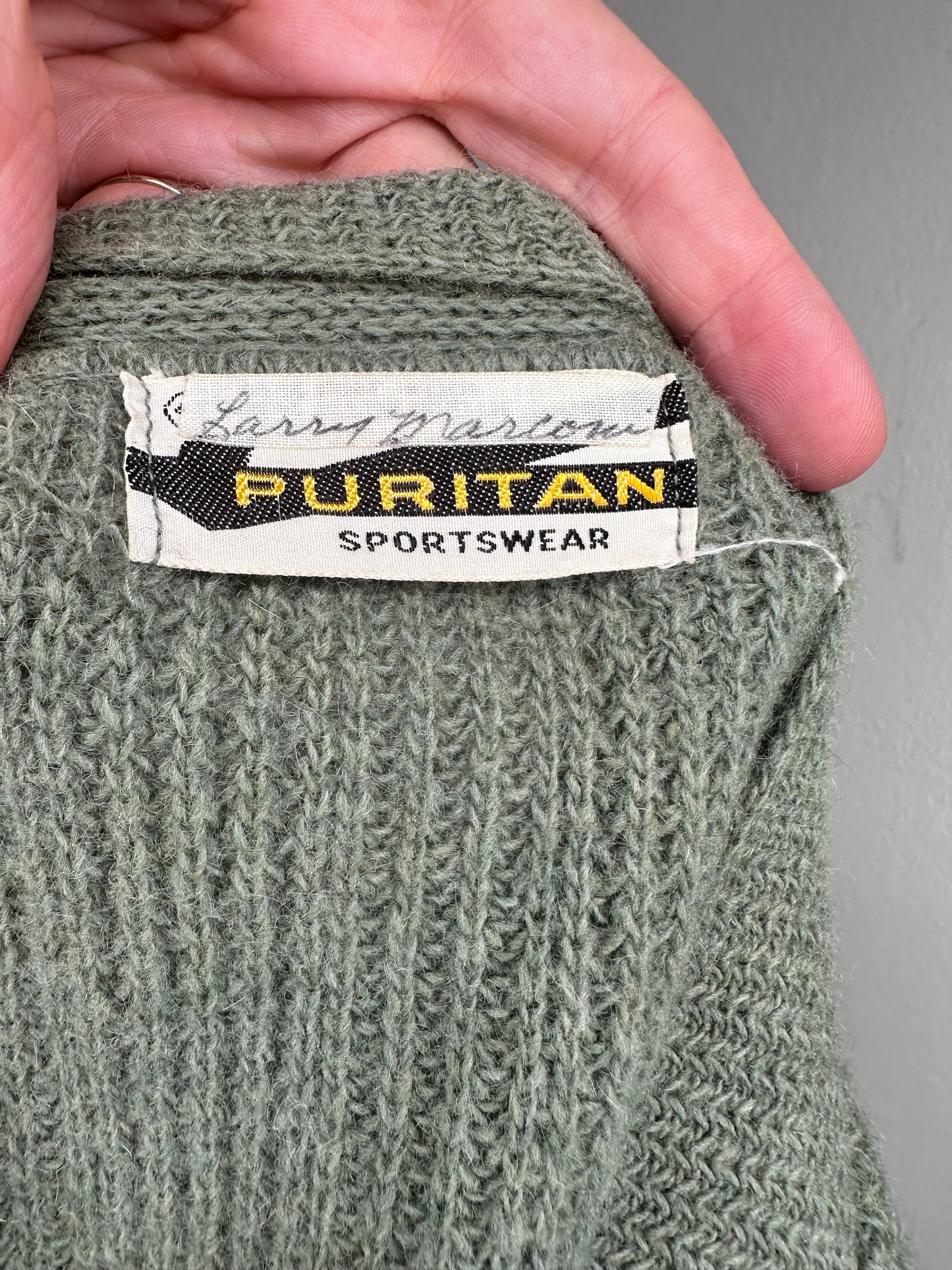 1960s Green Wool Cardigan Sweater, Puritan Sportswear Size M/L