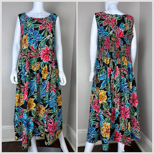 1980s/90s Plus Size Floral Sundress, Eber Size 2XL, Sleeveless Dress