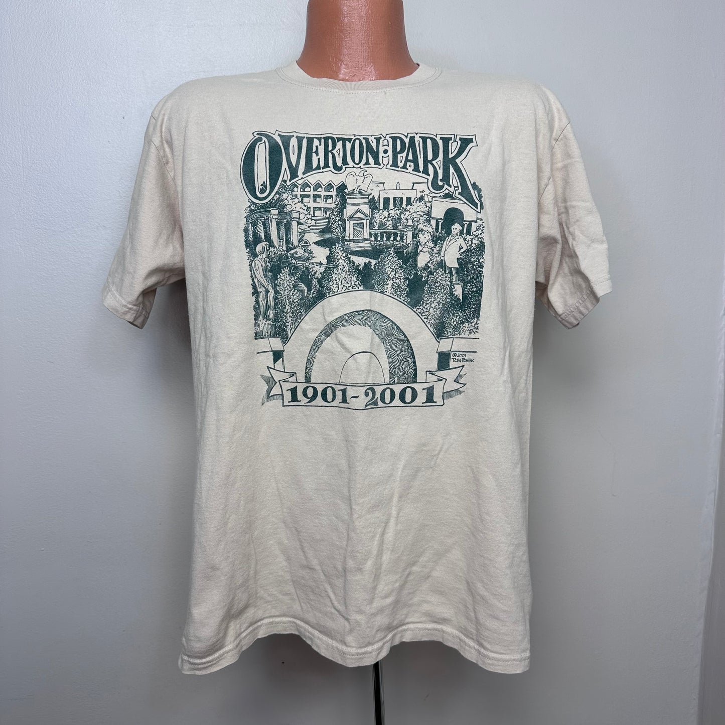 2001 Overton Park 100th Birthday T-Shirt, Tom Foster Artwork, Anvil Size Large, Y2K