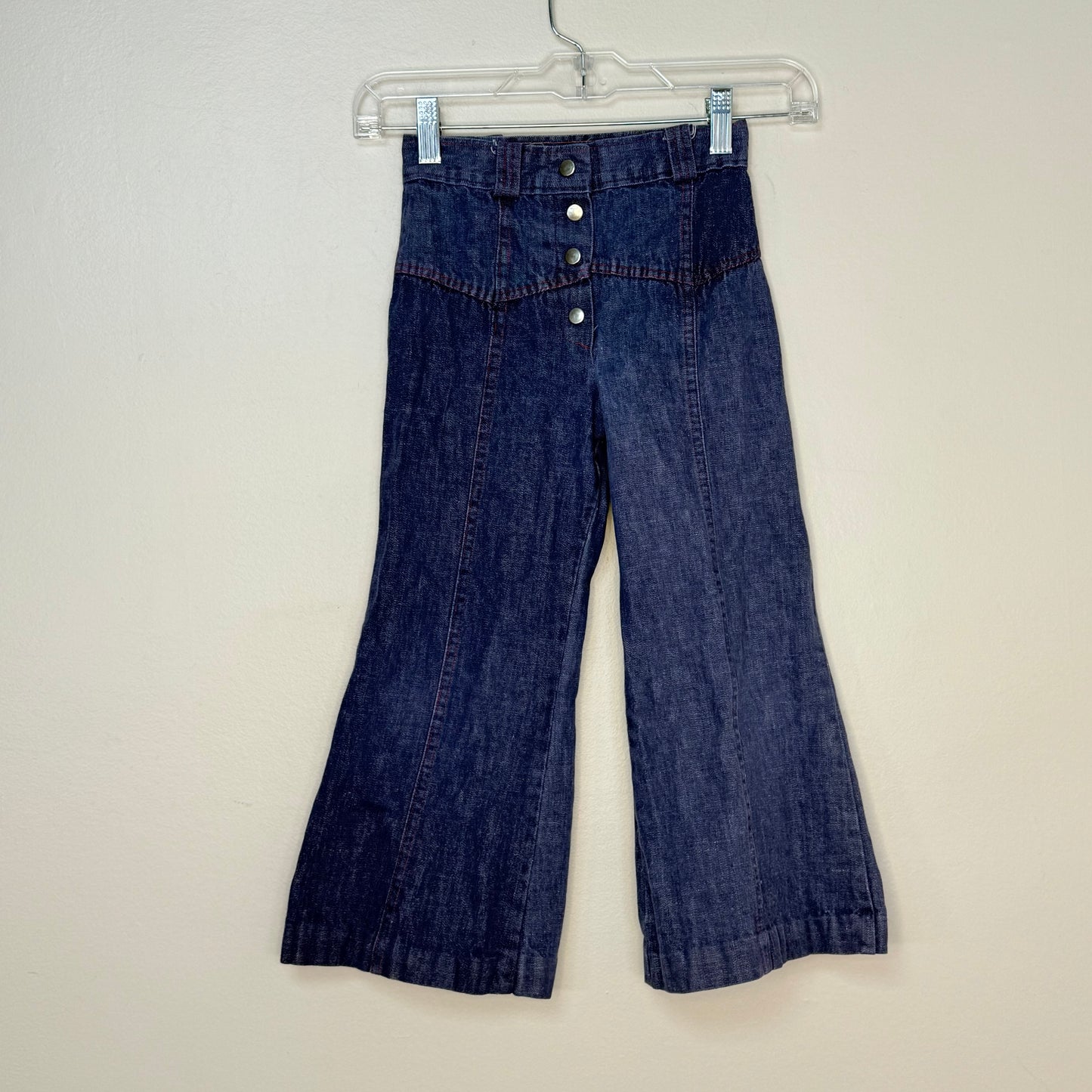 1970s Kids Bellbottom Jeans, Snap Fly, Size 6