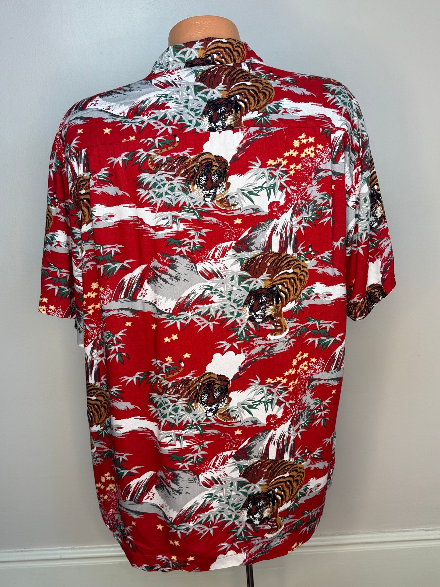 1970s/80s Tiger Print Hawaiian Shirt, Rayon, Kennington Ltd California Size Large