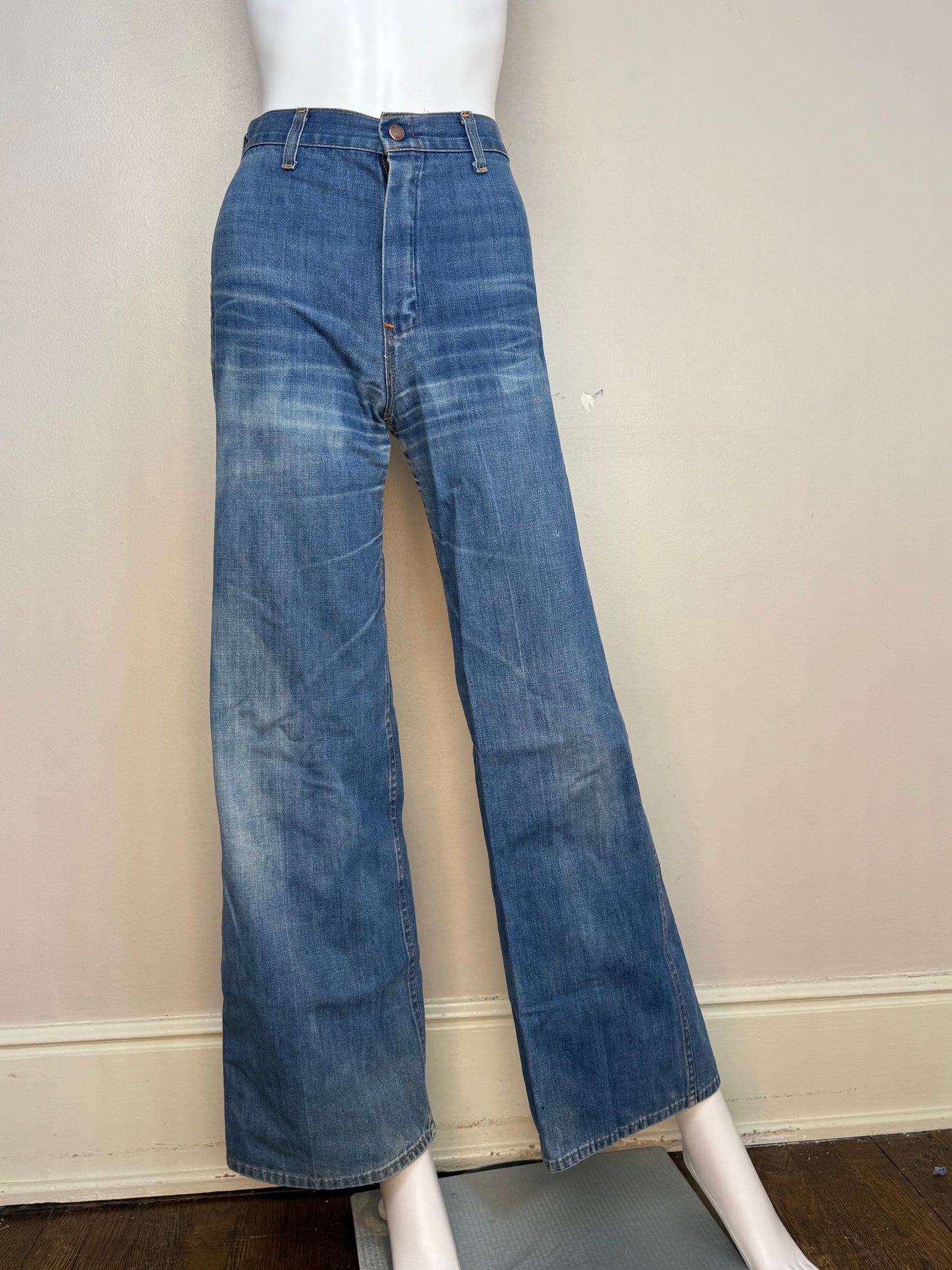 1970s Bell Bottom Blue Jeans, Hillbilly, 25.5"x31.5"
