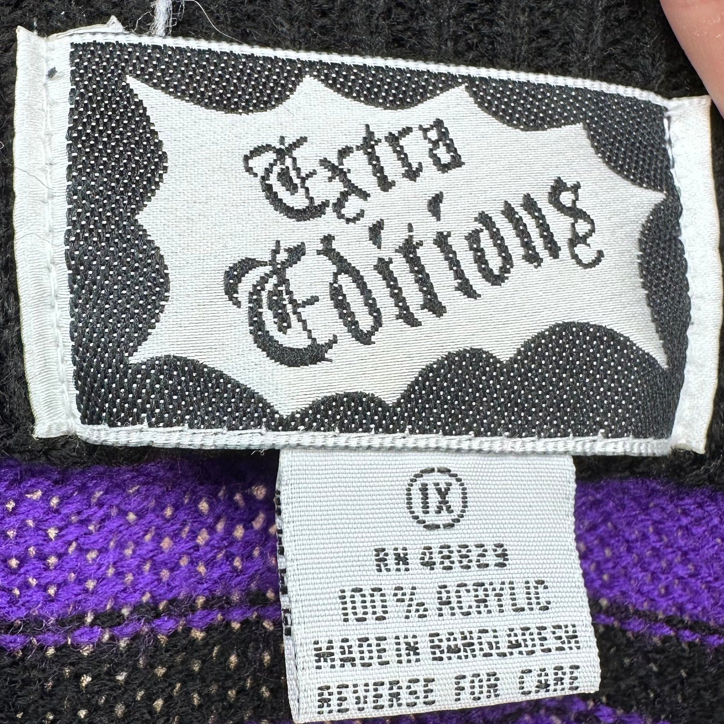 1980s Purple and Black Stripe Sweater Dress, Extra Editions Size Large