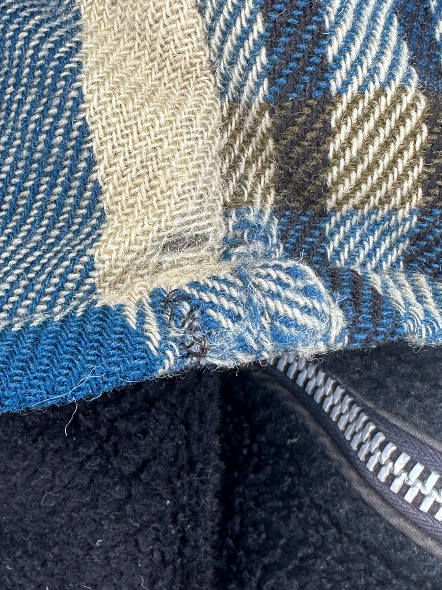 1950s/60s Blue Plaid Wool Hooded Jacket, Woolrich Size Medium
