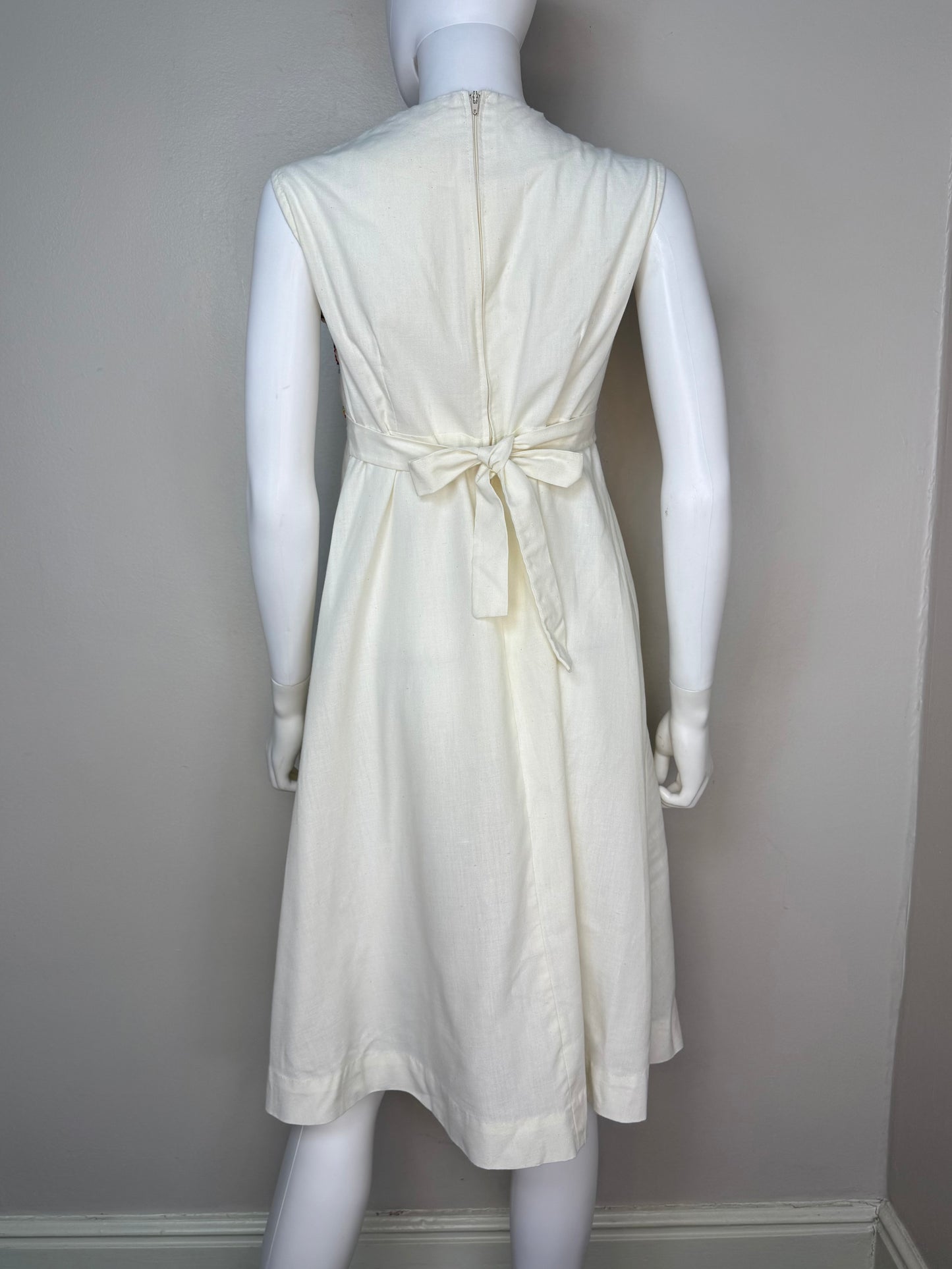 1970s Rainbow Smocked Bodice Sundress, Size Medium, Sleeveless Midi Dress