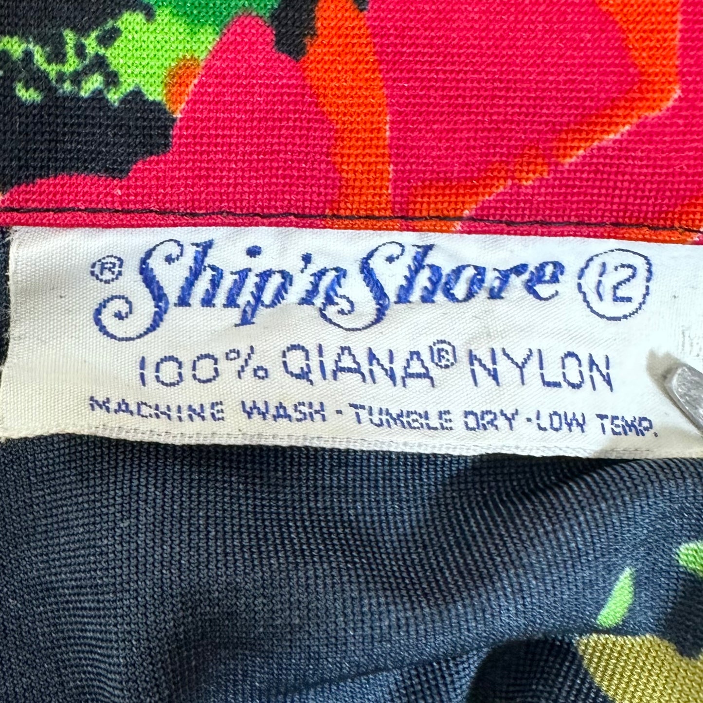 1970s Floral Nylon Blouse, Ship ‘n Shore Size M-L