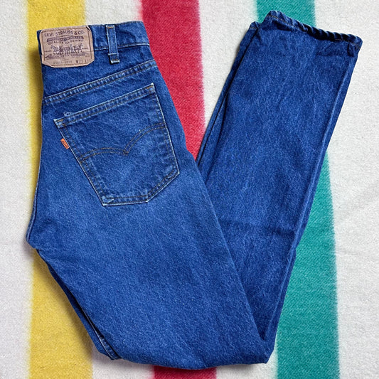 1980s Levi’s 505 Blue Jeans, 28.5"x32", Orange Tab