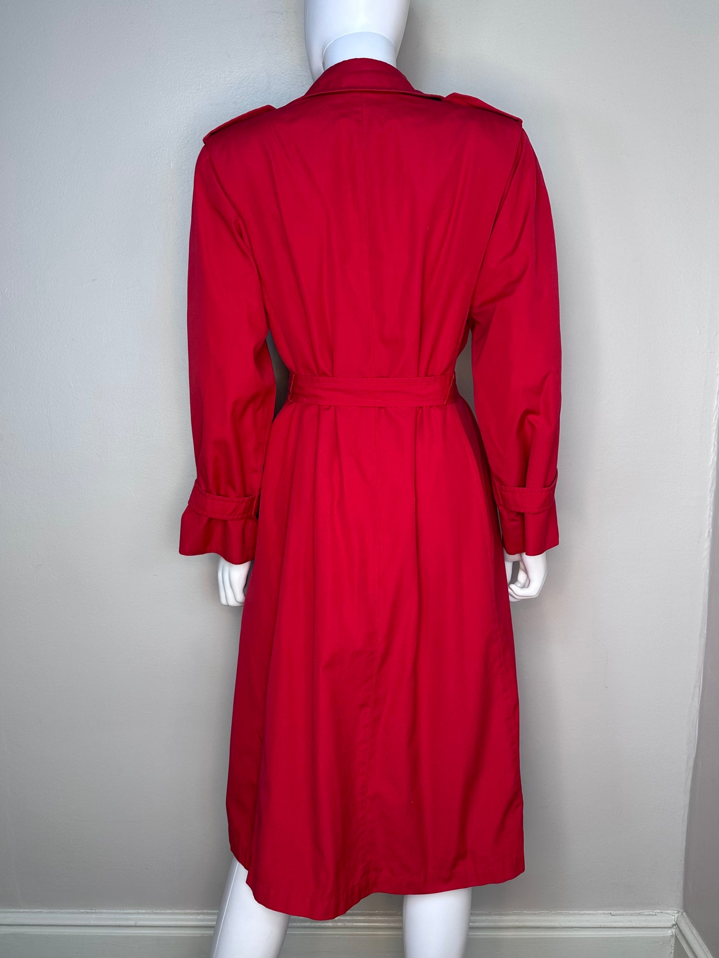 1980s Red Trench Coat, Evan-Picone Size Medium