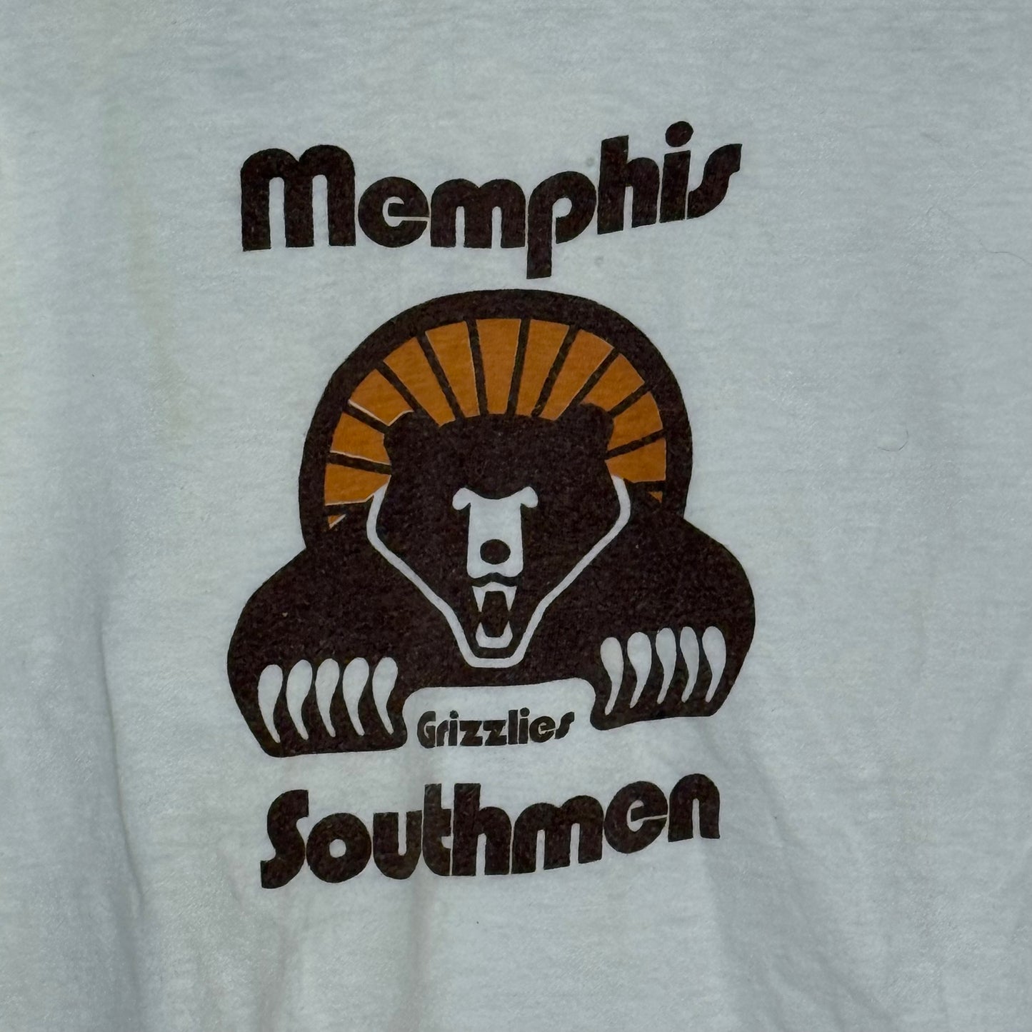 1970s Memphis Southmen Ringer T-Shirt, Youth M-L/Adult XS, World Football League, Grizzlies