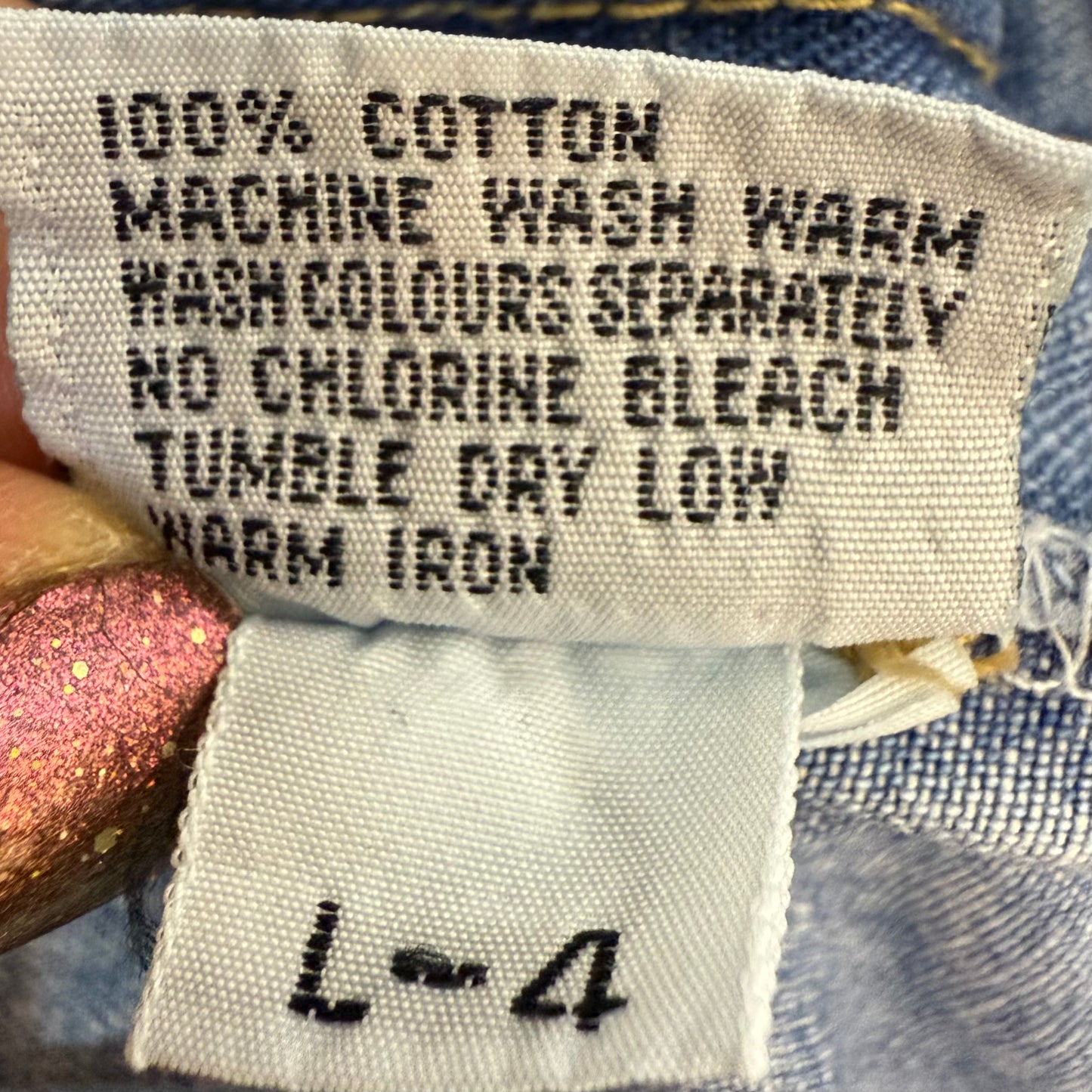 1990s Denim Shortalls with Clip Straps, London London Overalls Size Medium, Blue Jean