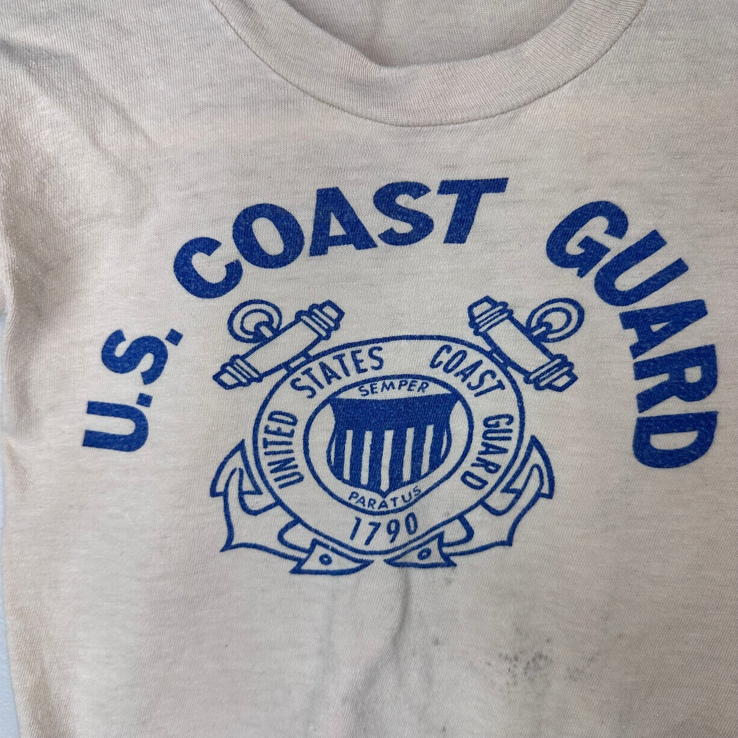 1970s US Coast Guard T-Shirt, Size 5/6, Distressed