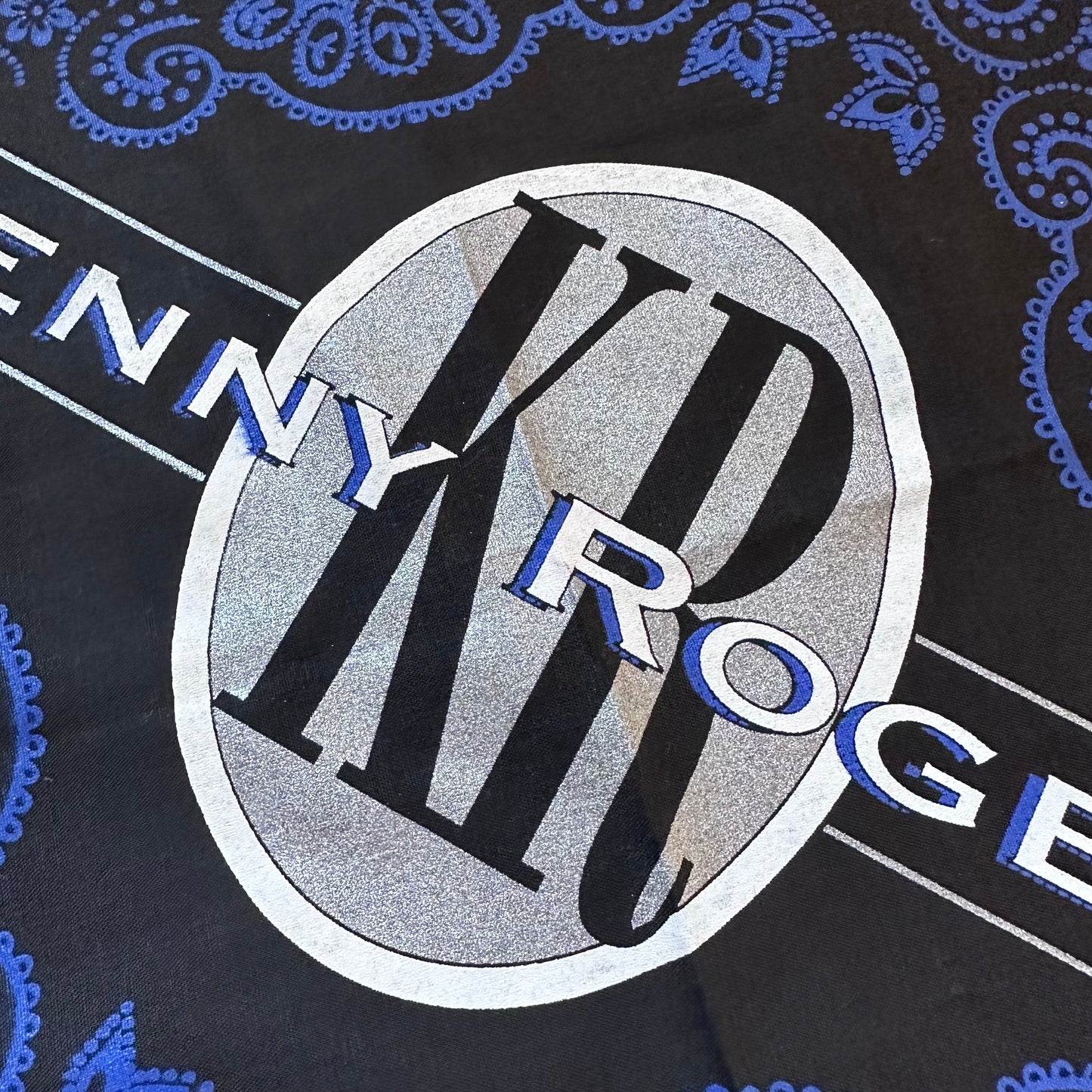 1990s Kenny Rogers Bandana, 22.25" x 22.5"