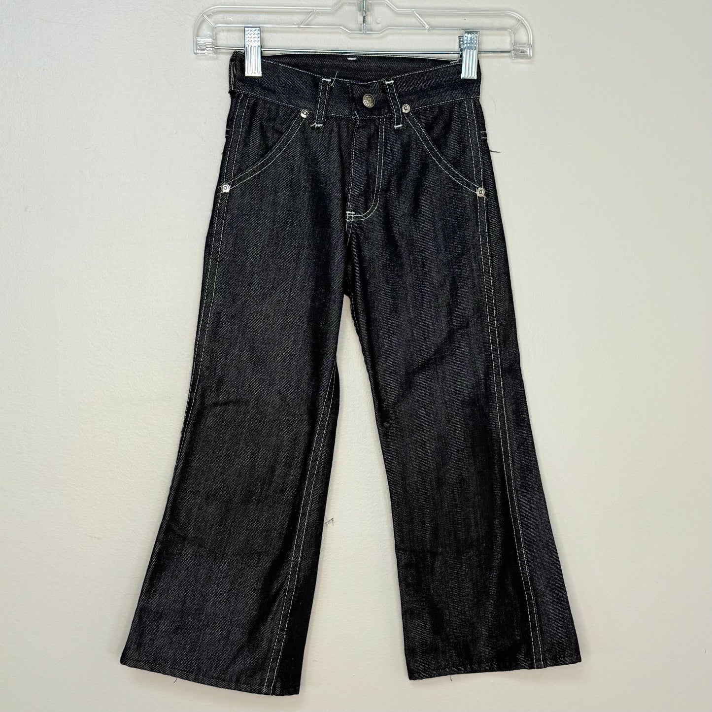 1970s Kids Flare Leg Blue Jeans, Sears Toughskins Size 7 Slim