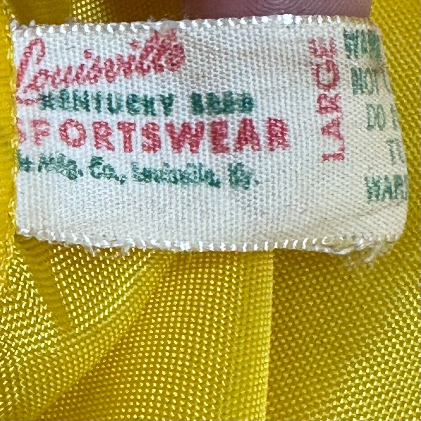 1960s Yellow Racing Jacket, Louisville Sportswear Size Large, Try It You’ll Like It, Yield