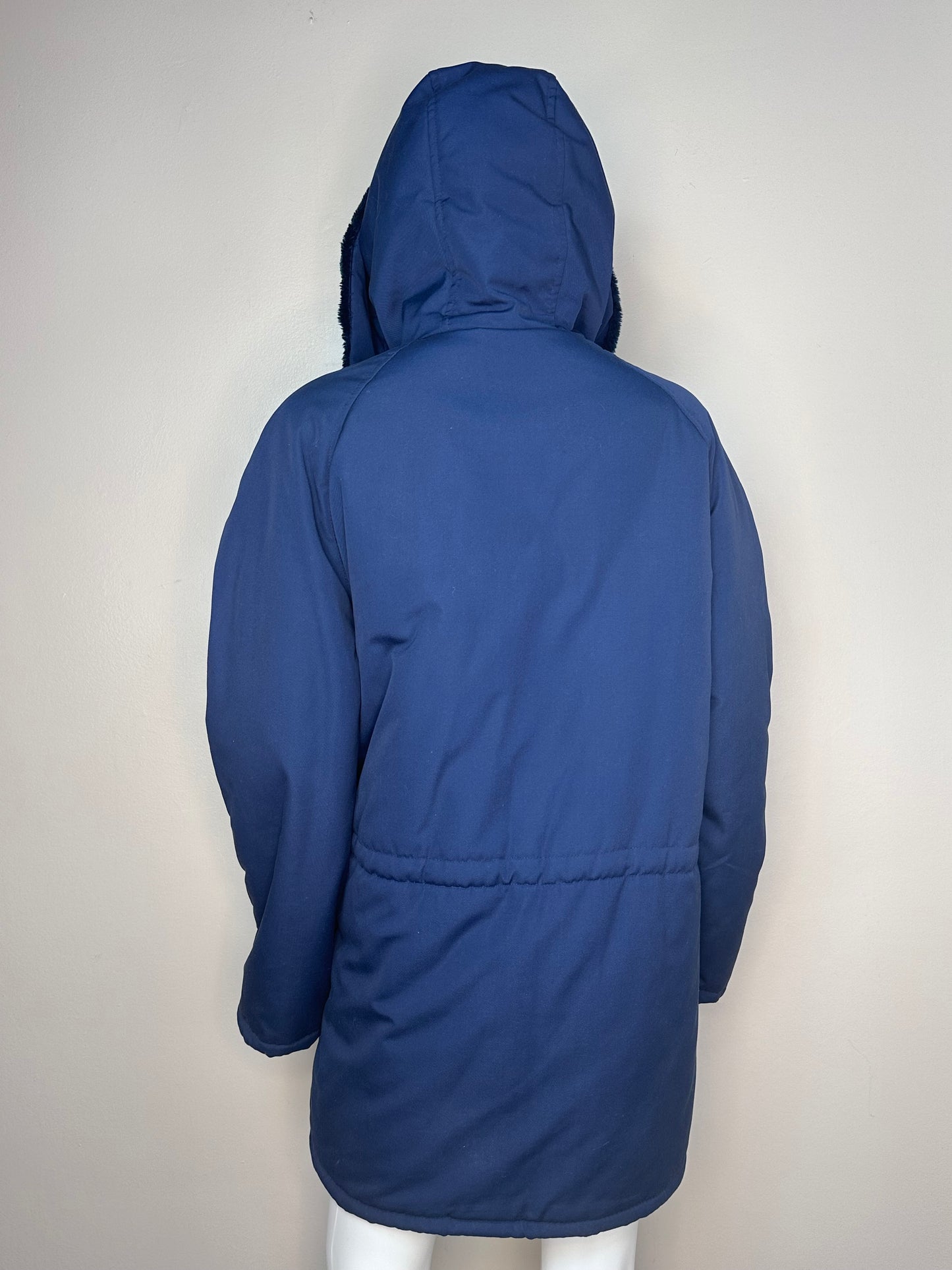 1970s/80s Navy Blue Parka Coat, Sears Work n Leisure Size M/L