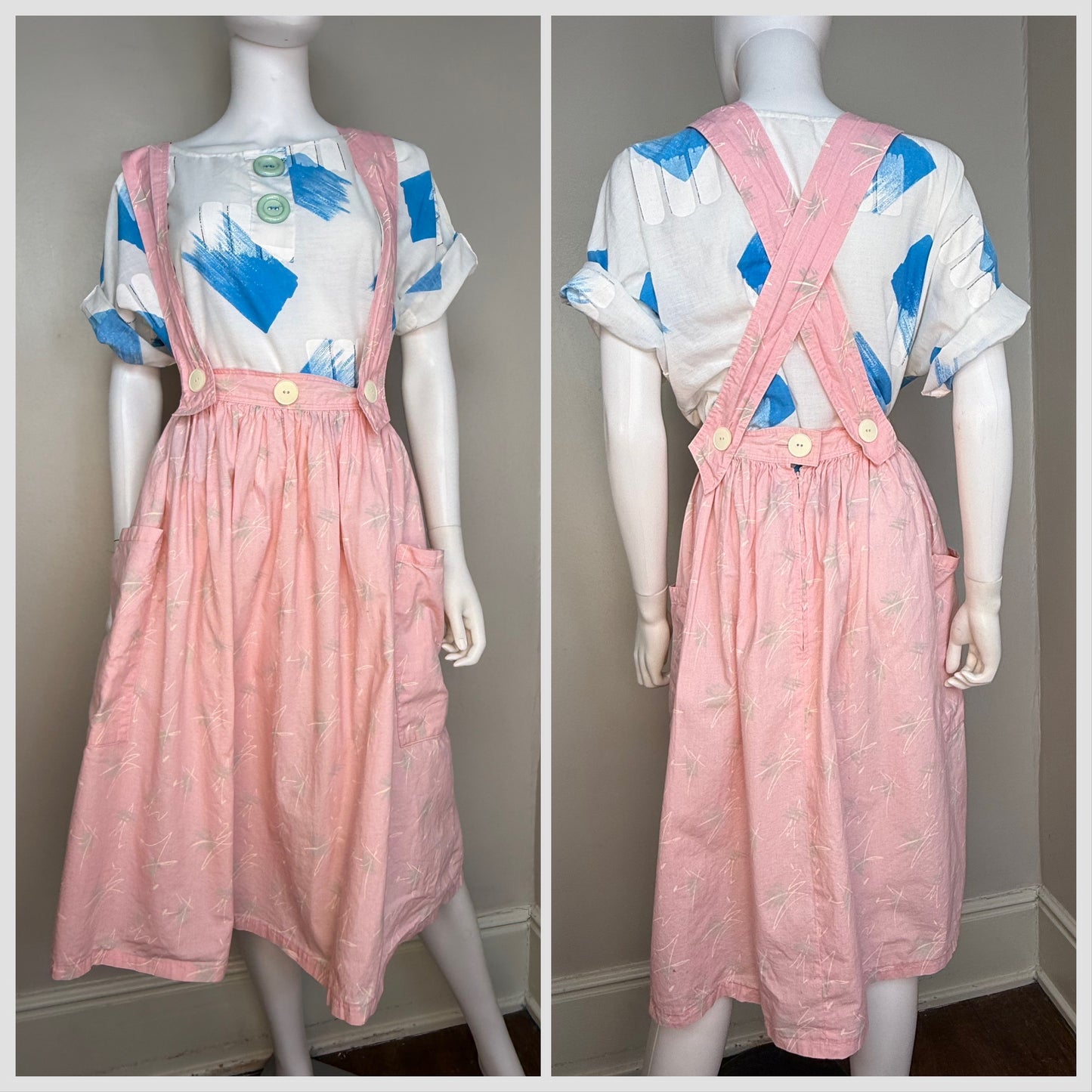 1980s Abstract Geometric Boxy Top with Giant Buttons, Suzy Phillips Size Medium