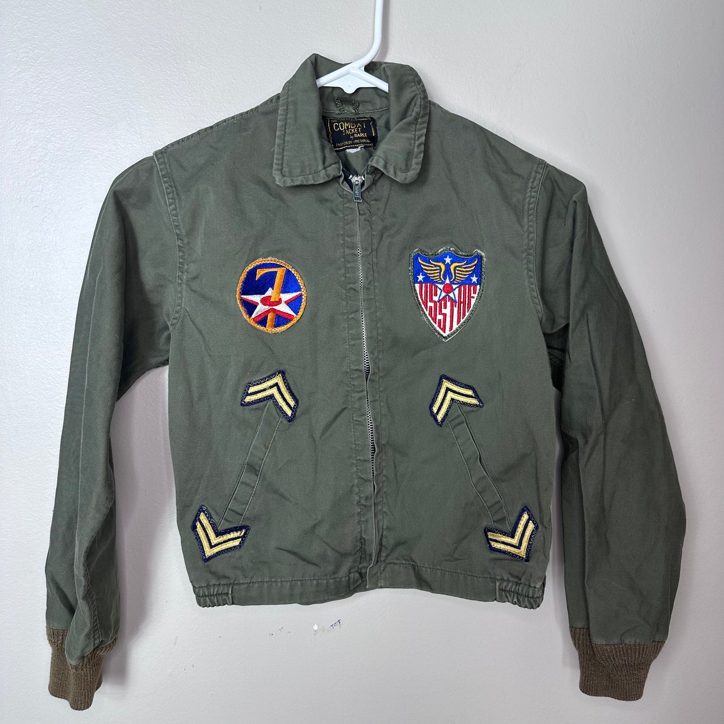 1960s Kids Combat Jacket by Harle with WW2 Patches, Size 8/10
