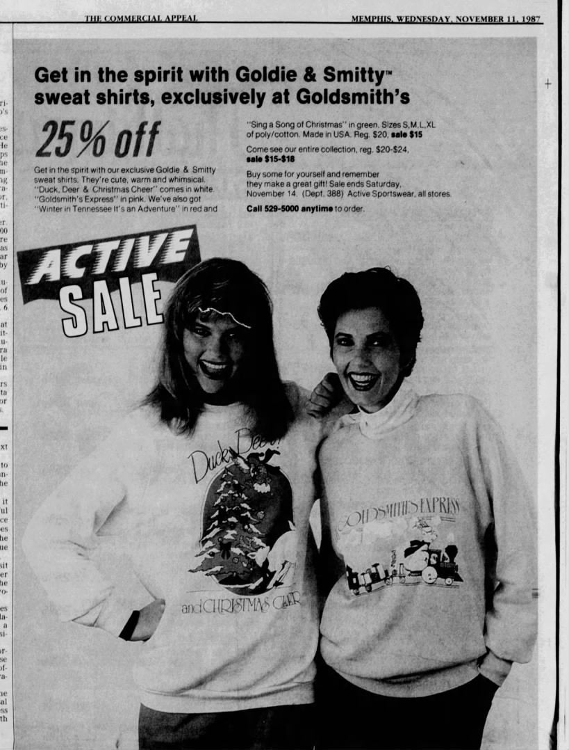 1980s The Goldsmiths Express Christmas Sweatshirt, Goldie, National Screenprint Size Medium