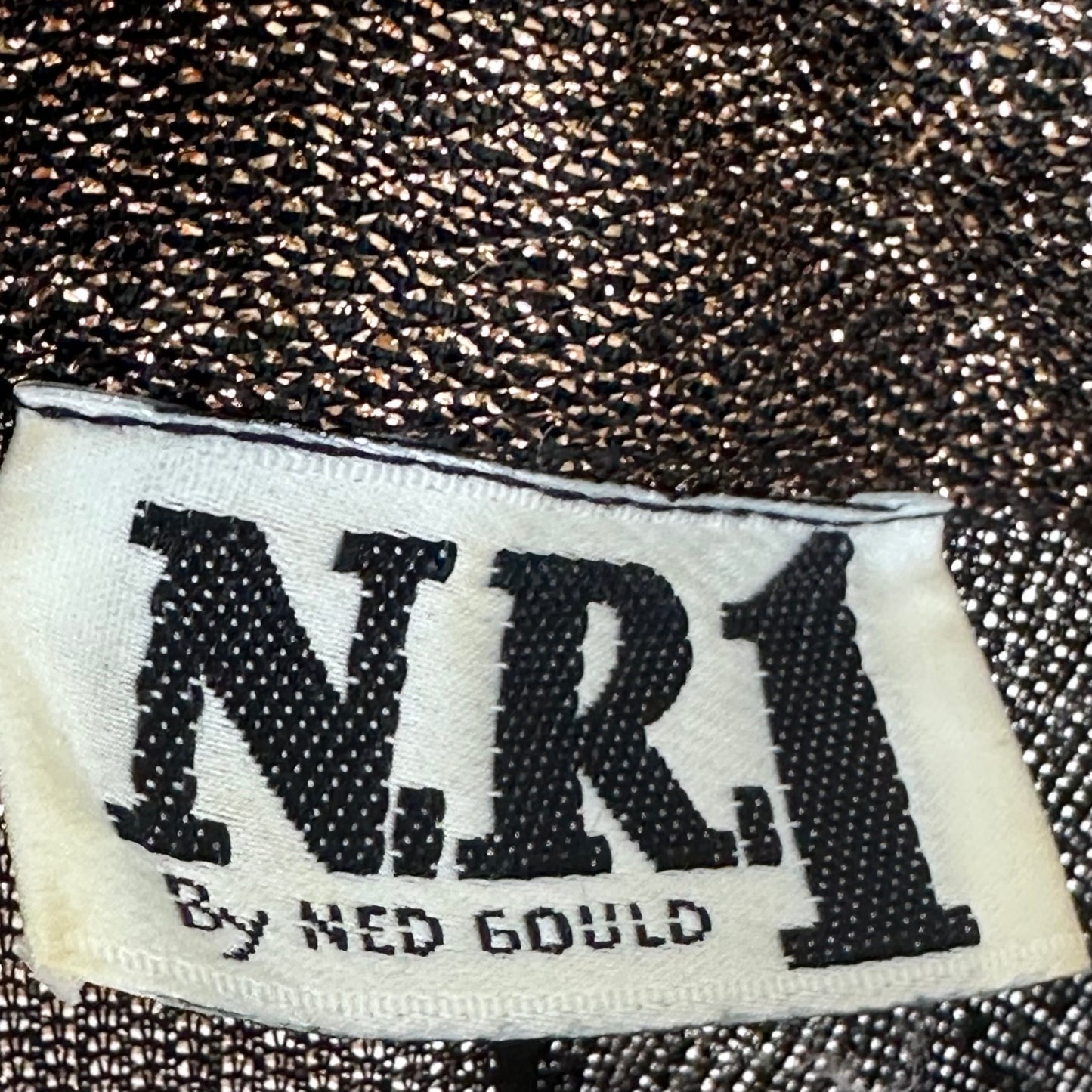 1970s Metallic Gold Shirt Dress, NR1 by Ned Gould Size Medium