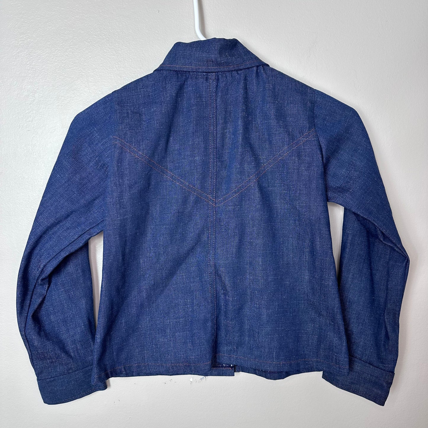 1970s Girls Denim Jacket with Patches, Peaches ‘n Cream, Kids Size 8/10