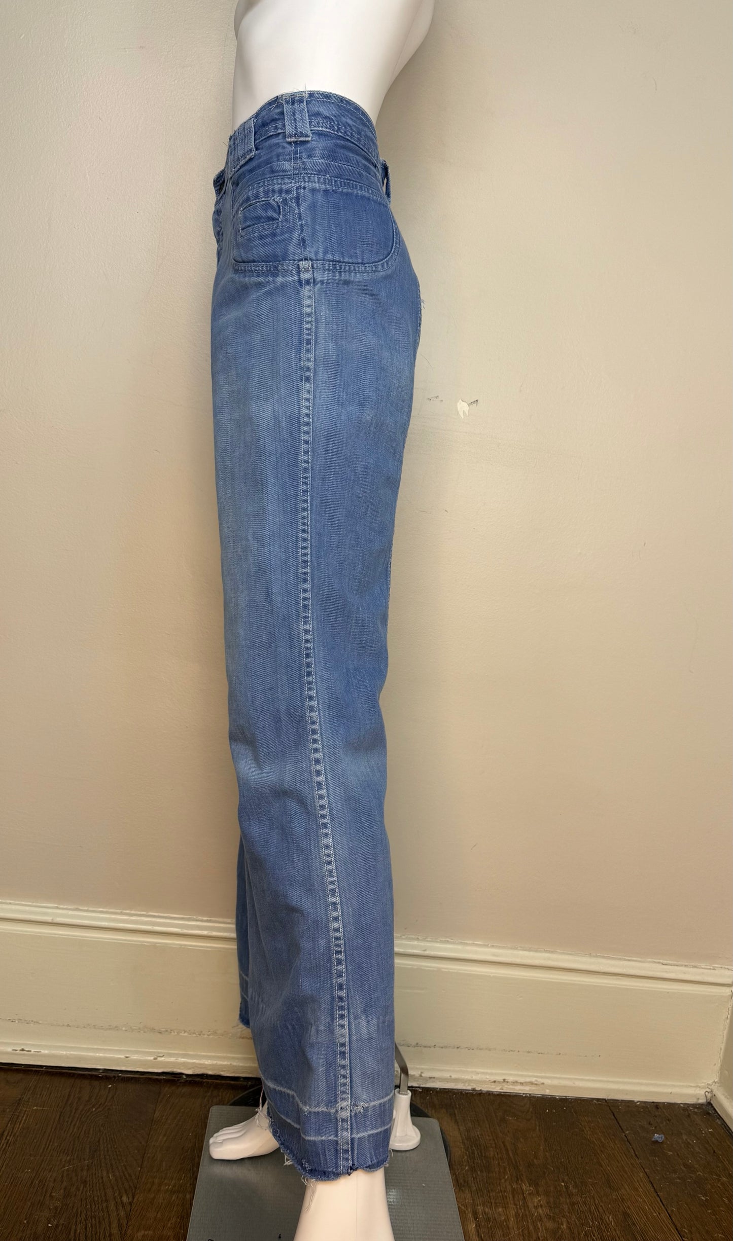 1970s Bell Bottom Blue Jeans, Best Made Togs, 28.5"x31.5"