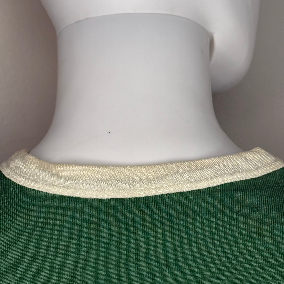 1960s/70s Kids’ Green and White Durene Jersey T-Shirt, Size Youth Medium/Adult XS No 18