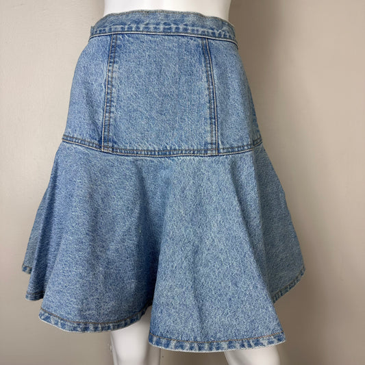 1990s Blue Denim Mini Skirt, Zena Jeans Size XXS