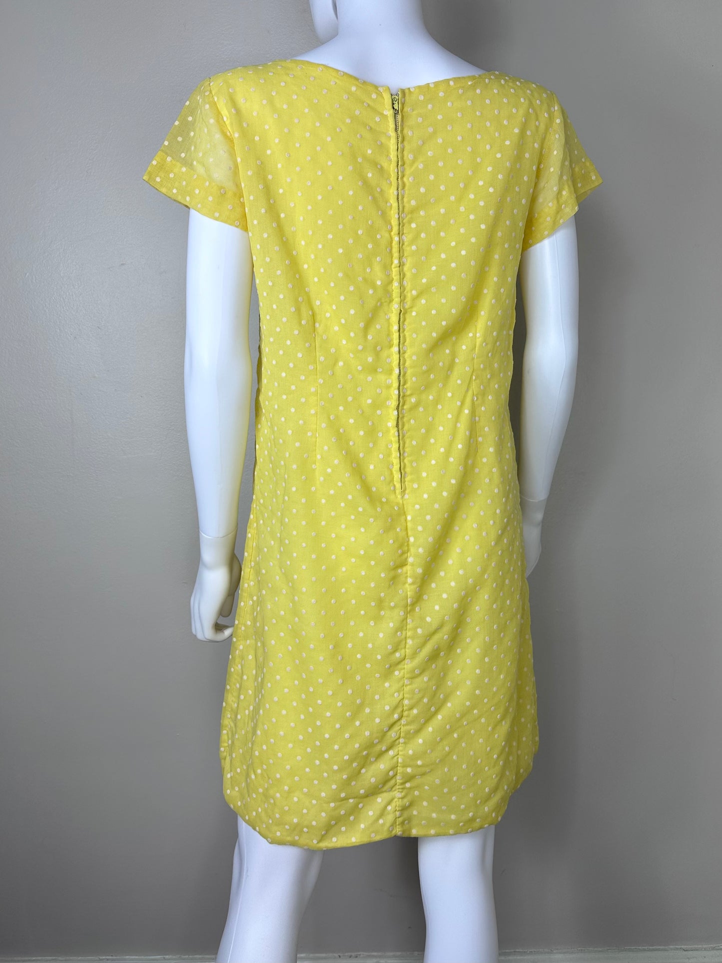 1960s Yellow Swiss Dot dress, Size Medium