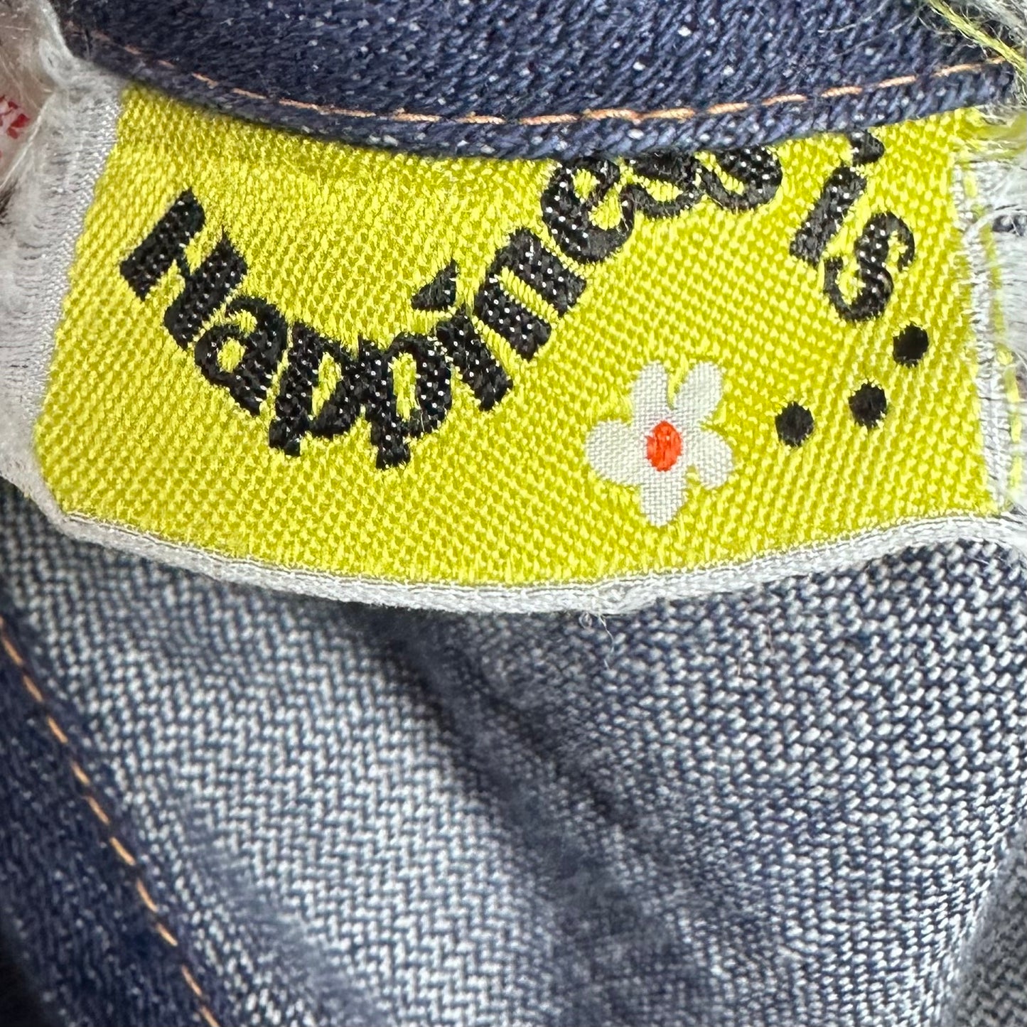 1970s Kids Denim Bell Bottom Overalls, Happiness is… Size 8