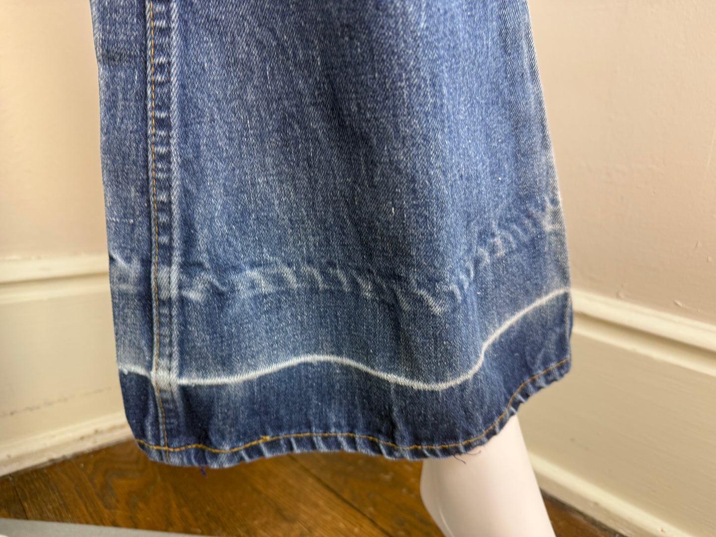 1970s Levi’s 684 Bellbottom Blue Jeans, 29"x31", Orange Tab