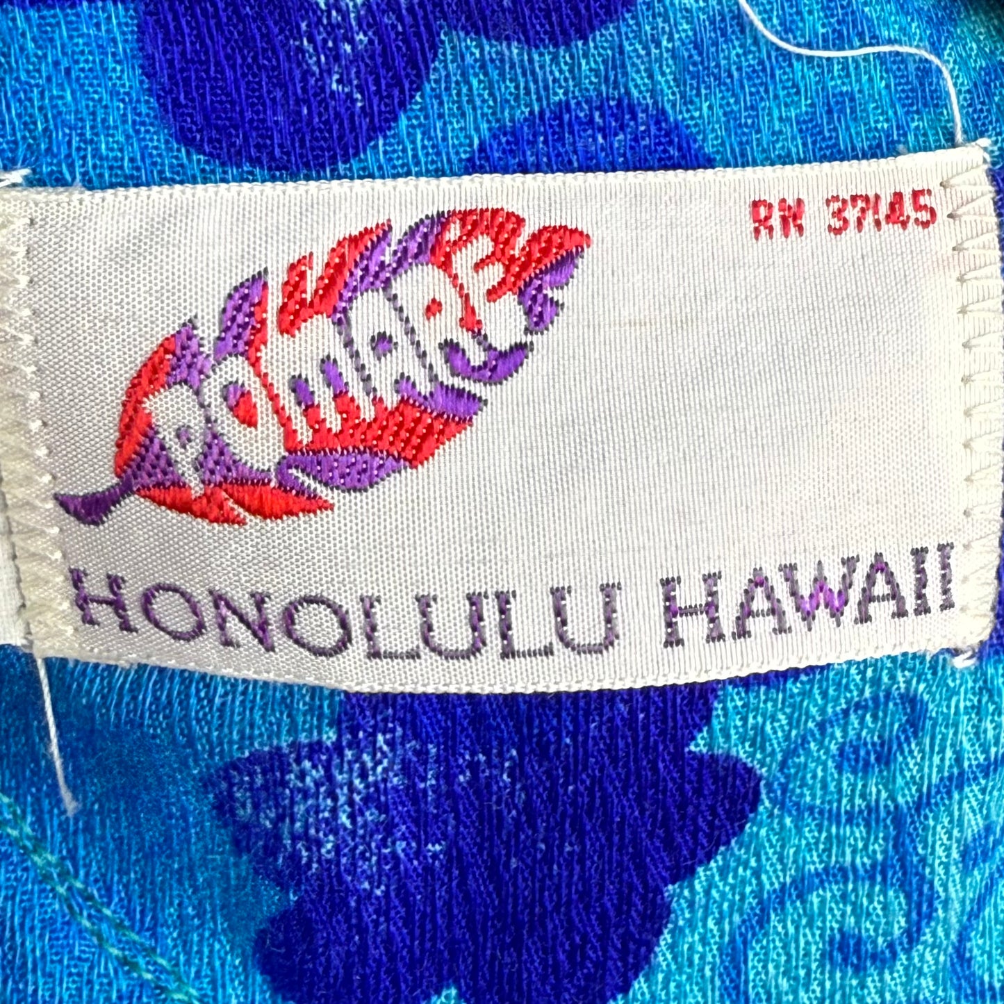 1970s Blue Hawaiian Floral Sleeveless Maxi Dress, Pomare Hawaii Size Large
