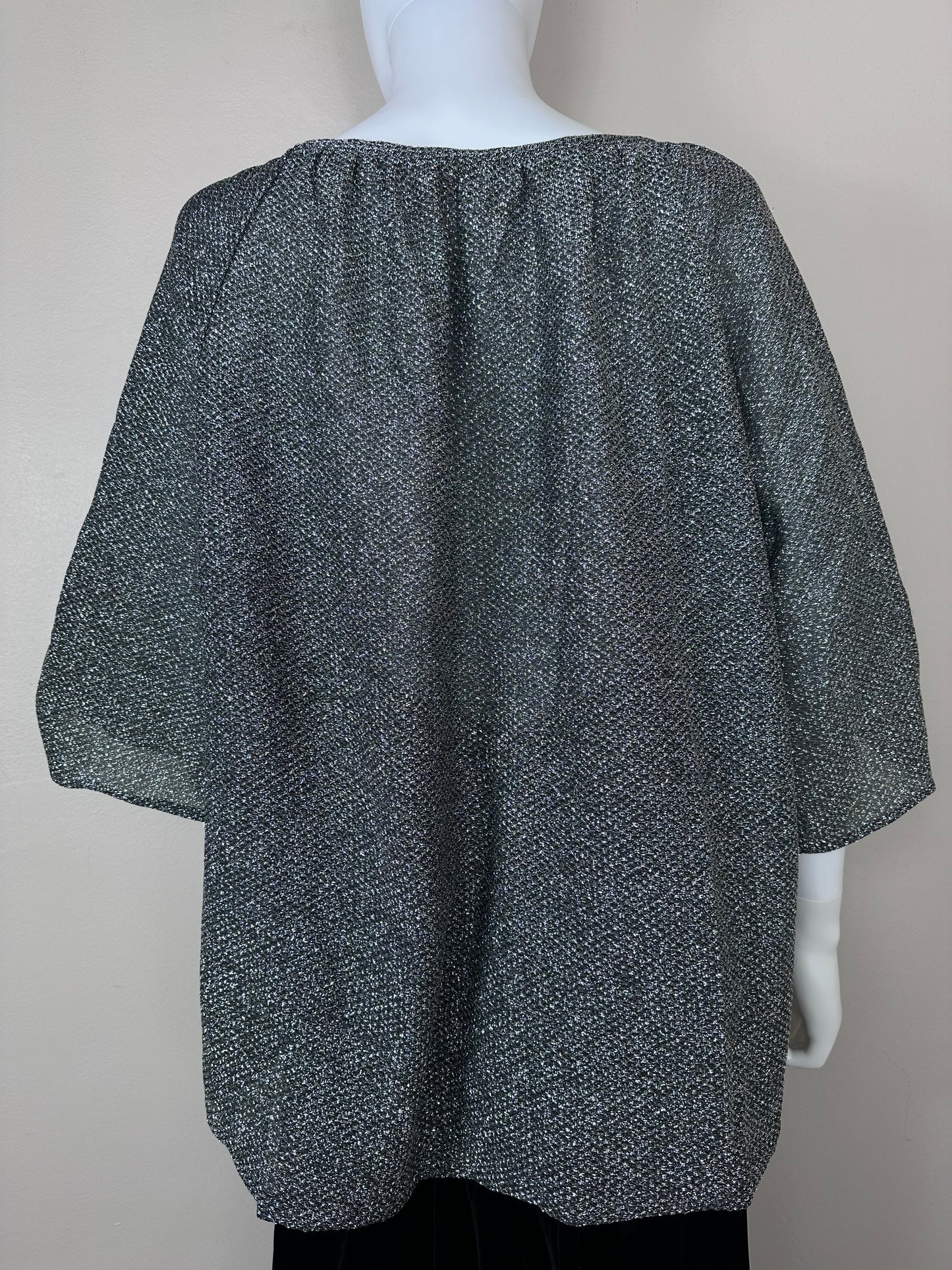 1970s Black and Silver Lurex Top, Young Stuff Size 2X-3X