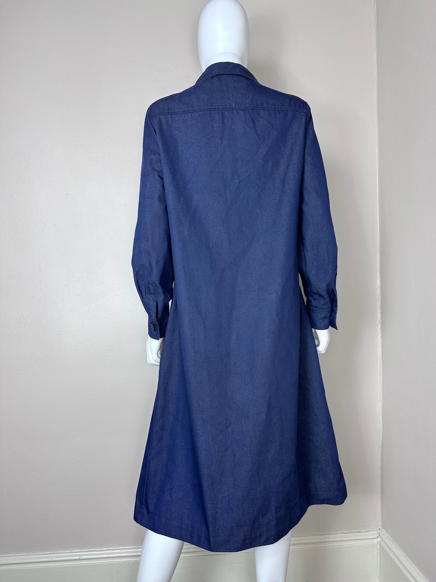 1970s Halston Denim Dress Coat, Rain Jacket, Halston Three Size S-M, Neiman Marcus