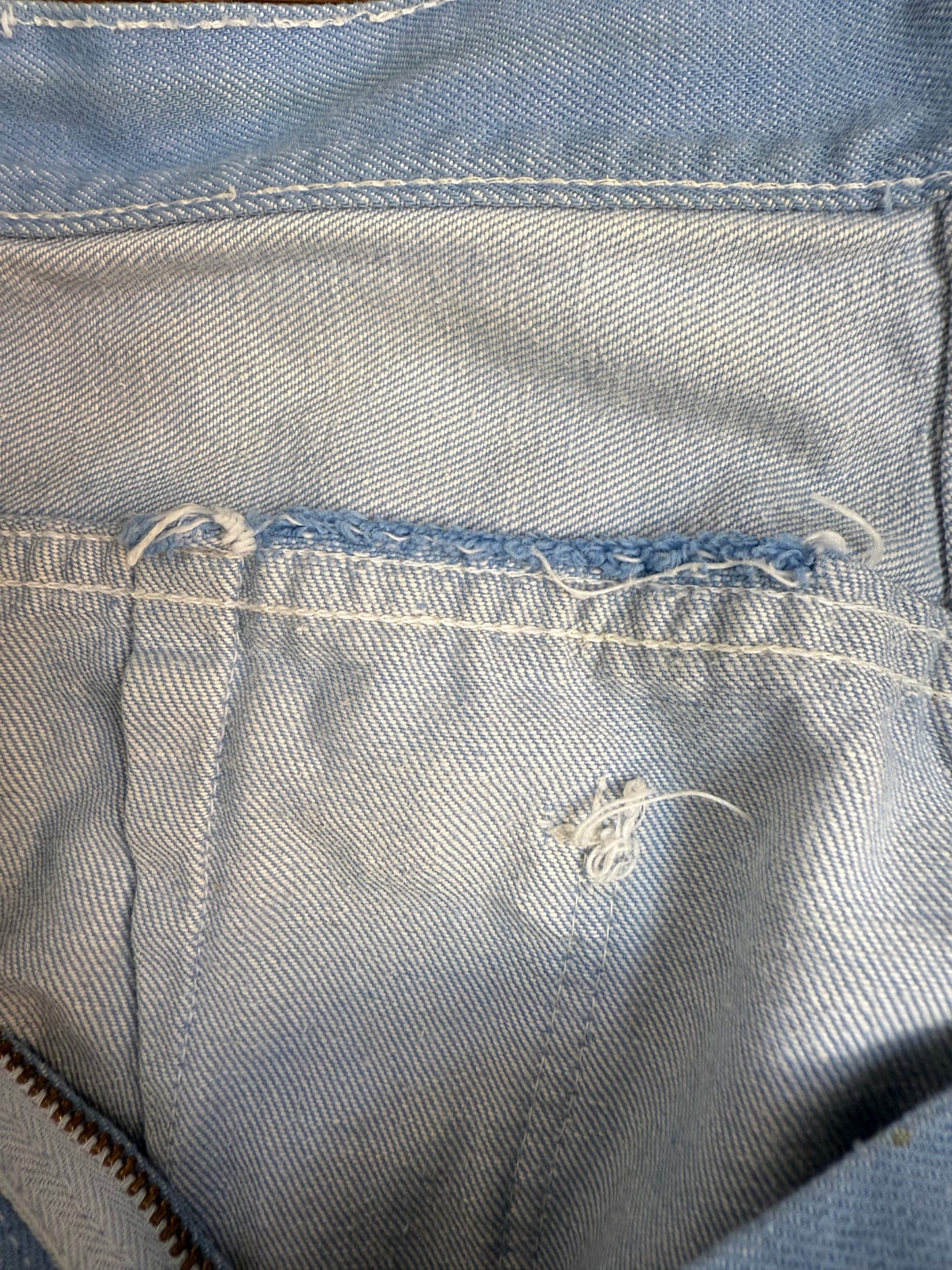 1950s/60s Light Blue Denim Shorts, 27" Waist, High Waisted