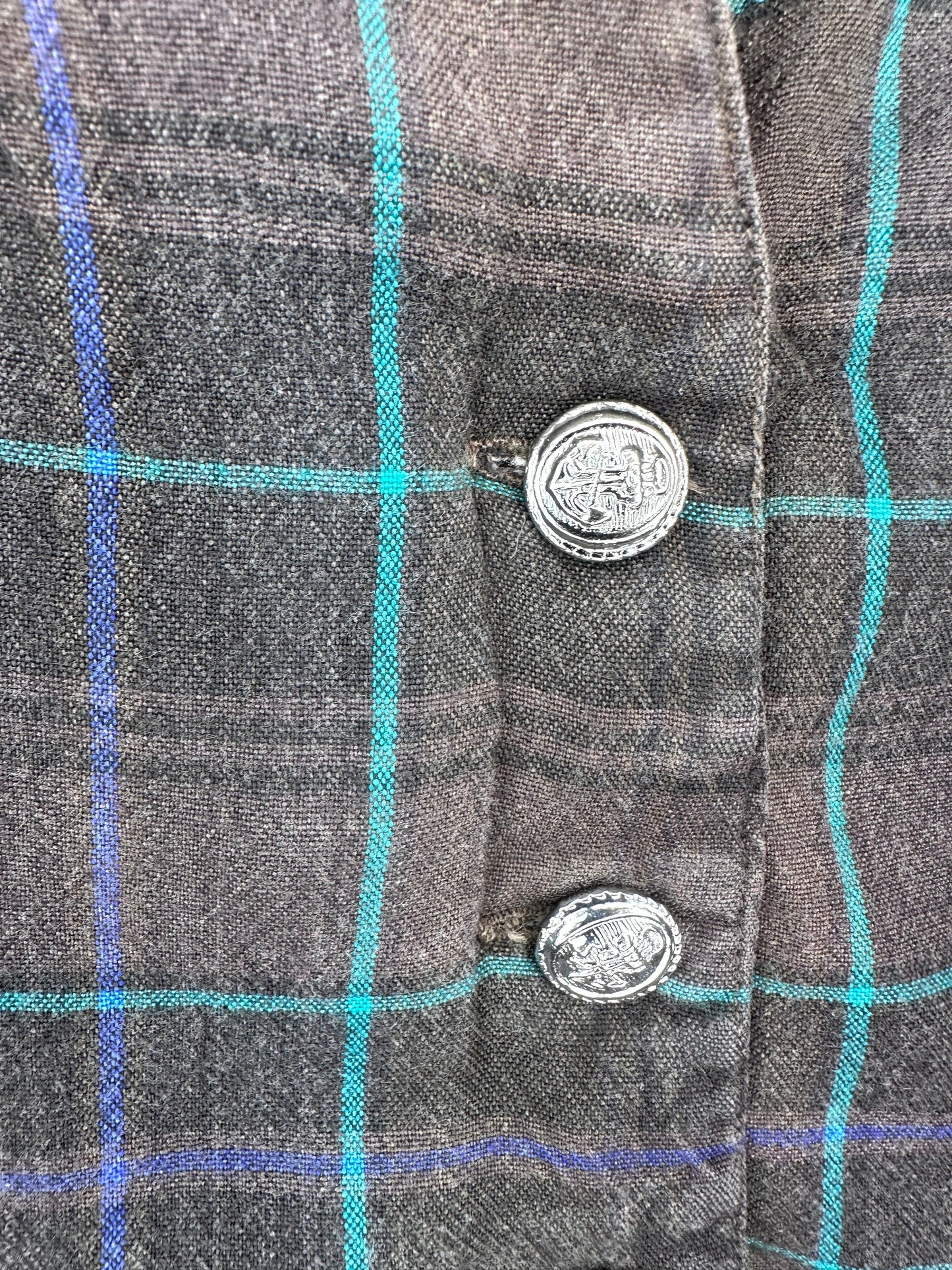 1990s Plaid Rayon Vest, Espionage Size Medium