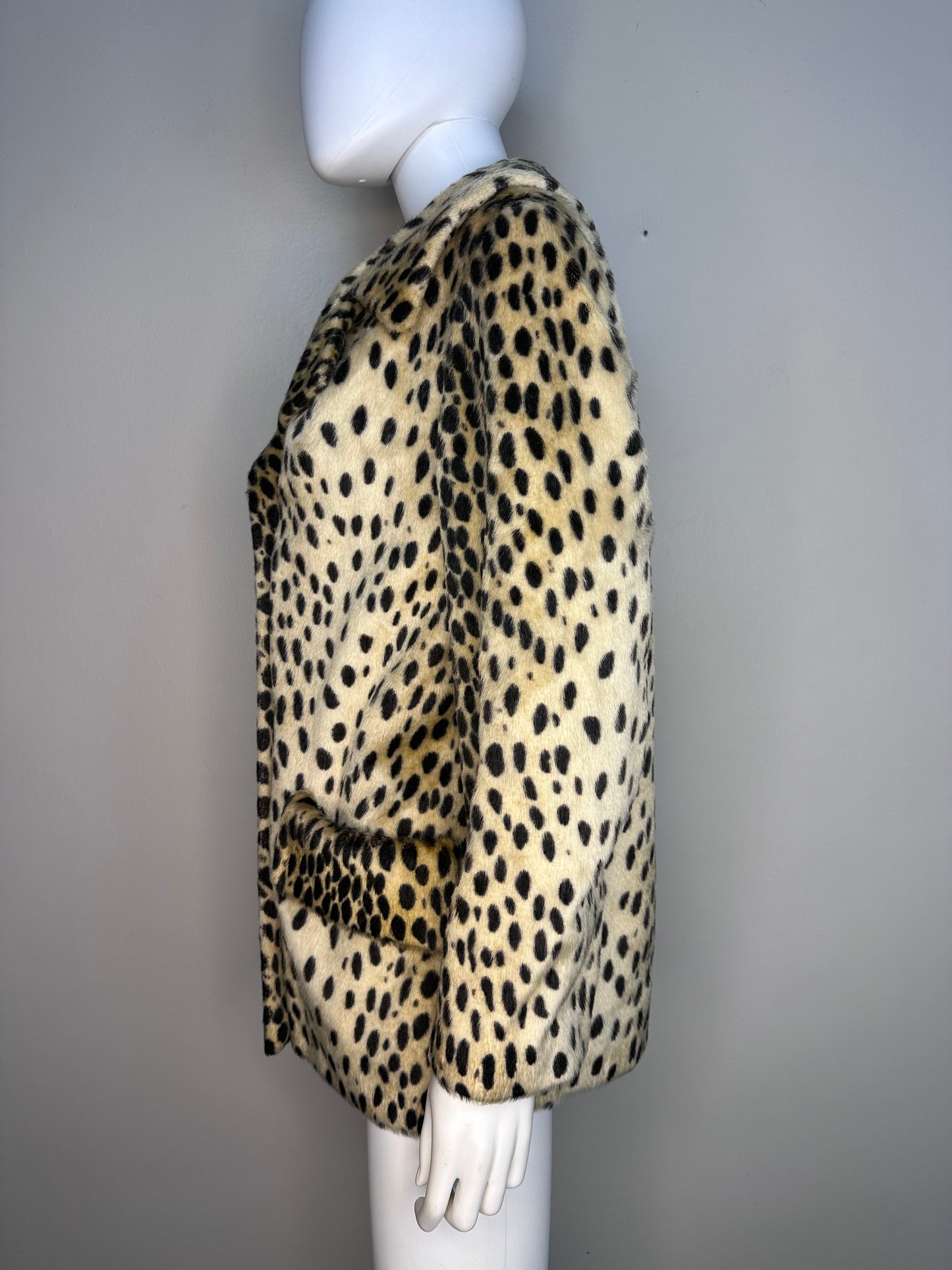 1960s Animal Print Faux Fur Coat, Size Small-Medium, Cheetah, Leopard