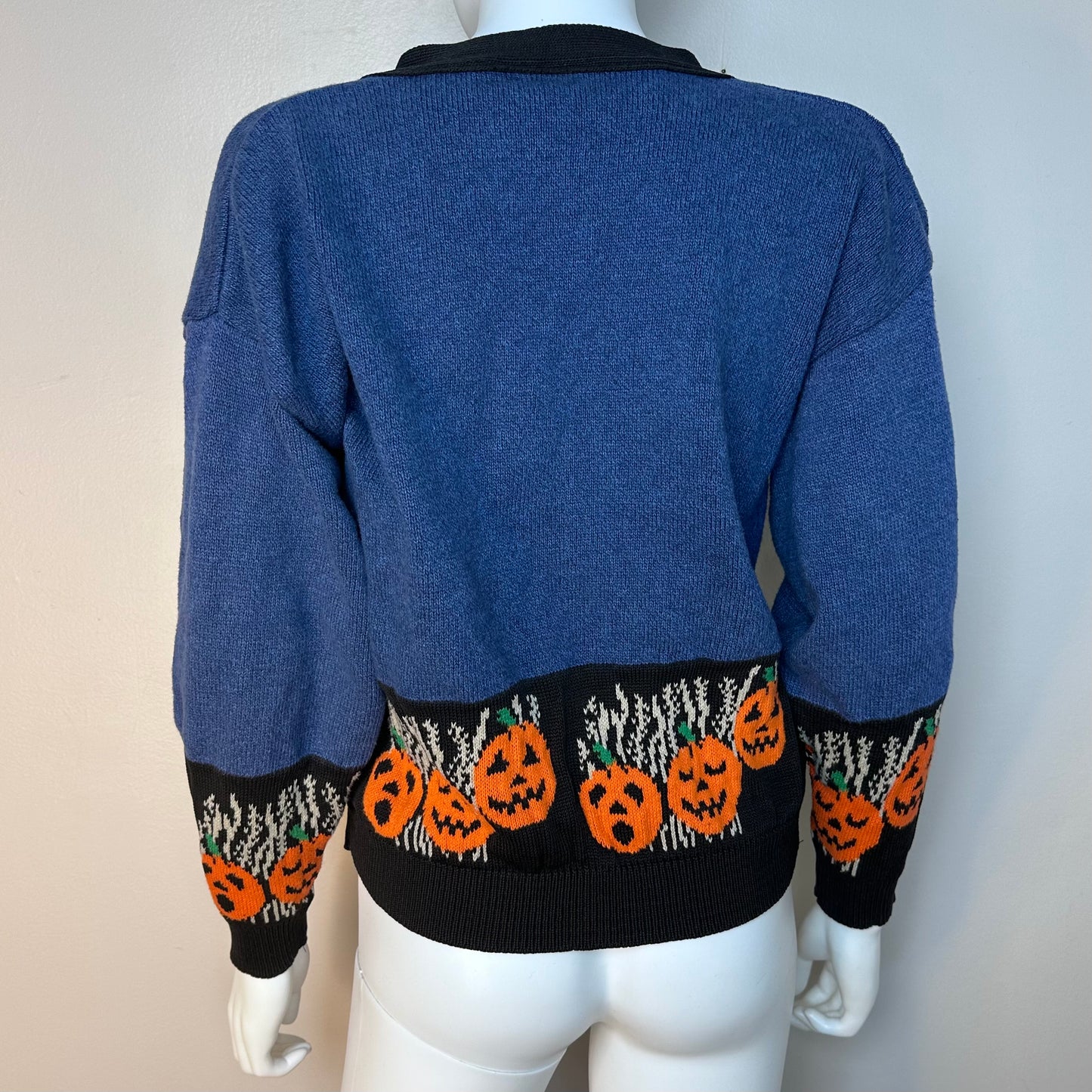 1990s Halloween Cardigan Sweater, Casual Corner & Co Size Medium, Trick or Treat, Jack-O-Lantern
