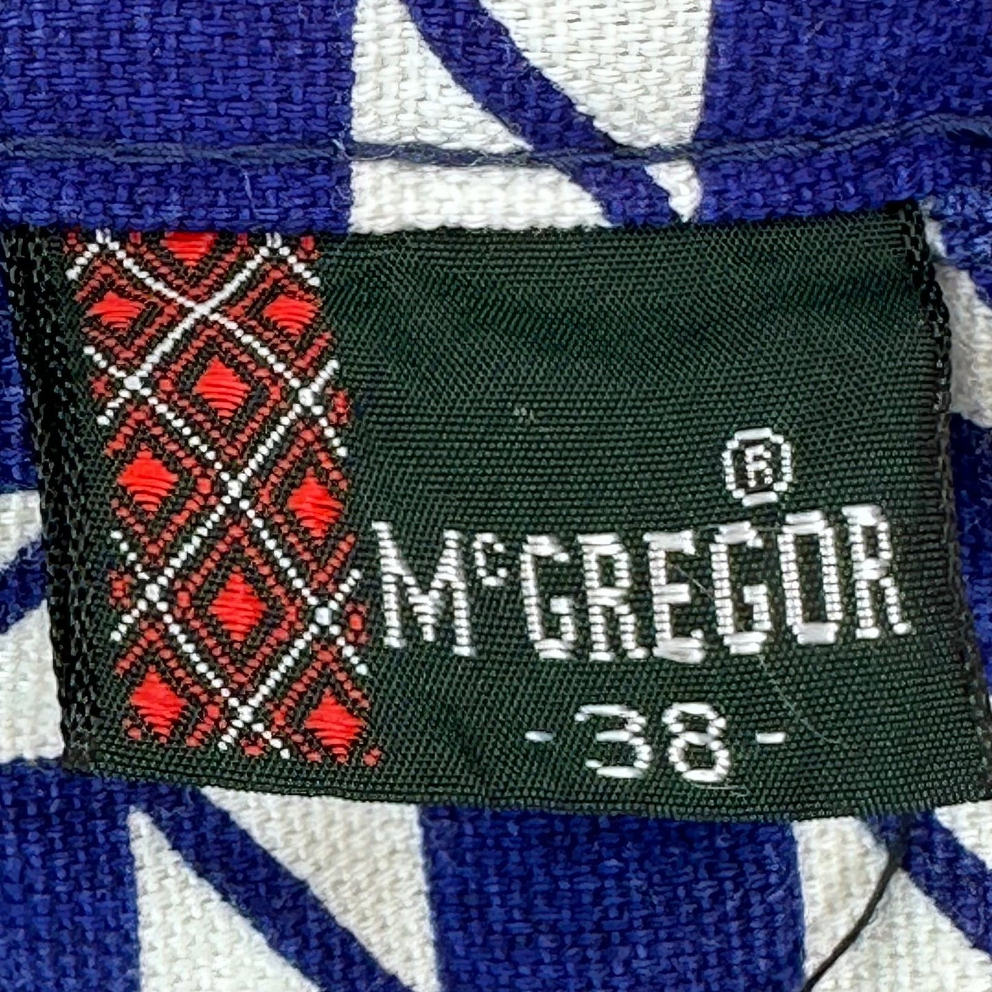 1960s Men’s McGregor Swimsuit, 36" Waist, Blue Geometric Mod Print, Swim Trunks