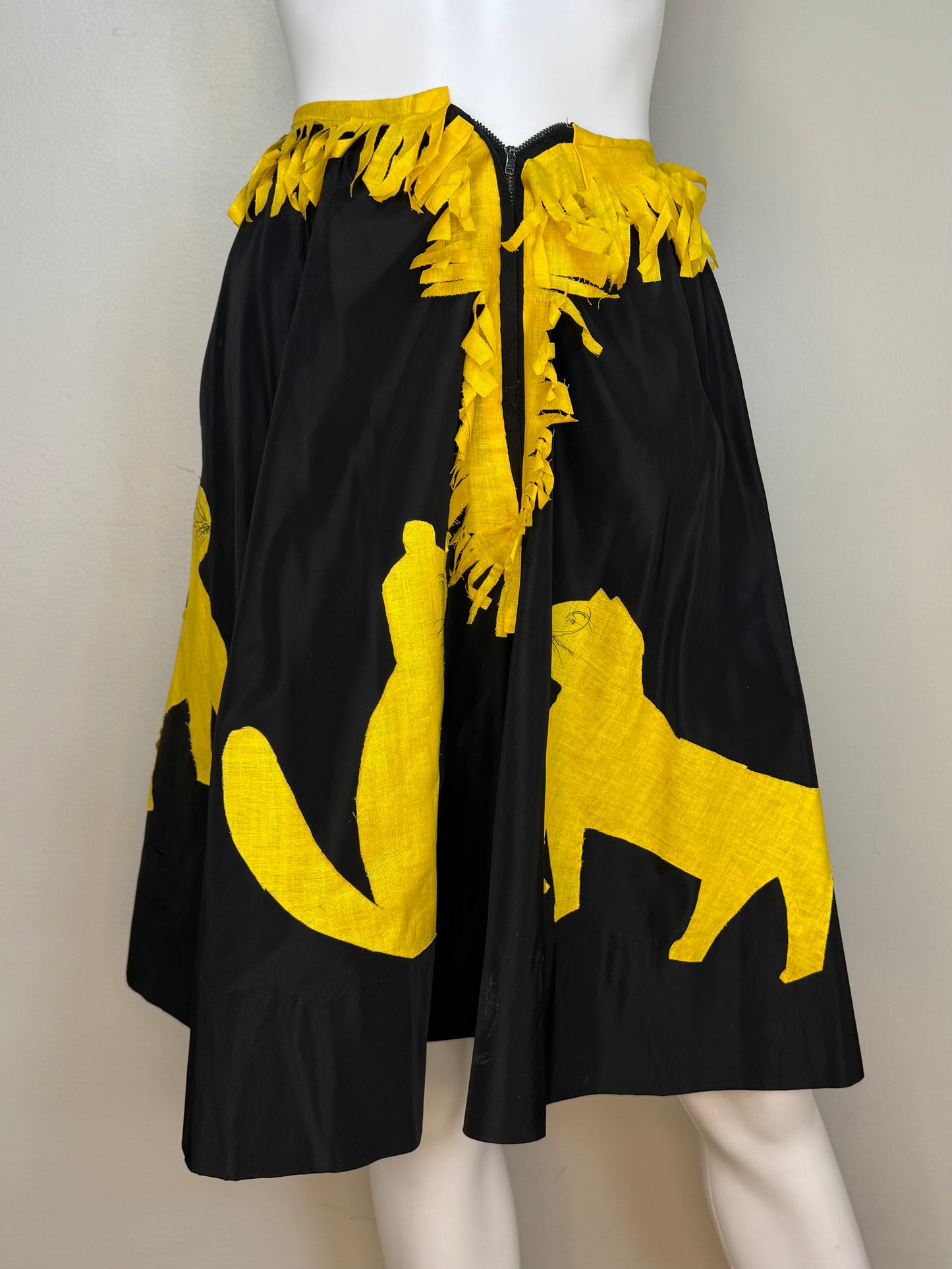 1950s Handmade Cat Skirt Costume, Halloween, Wearable Folk Art, Size XXS