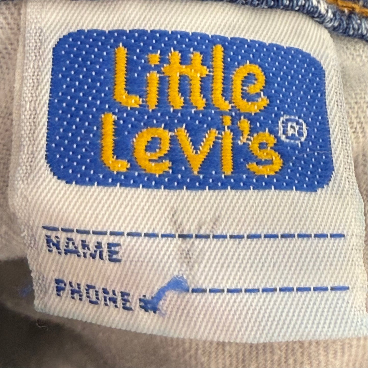 1980s Kids Acid Wash Blue Jeans, Little Levi’s Size 6, Orange Tab