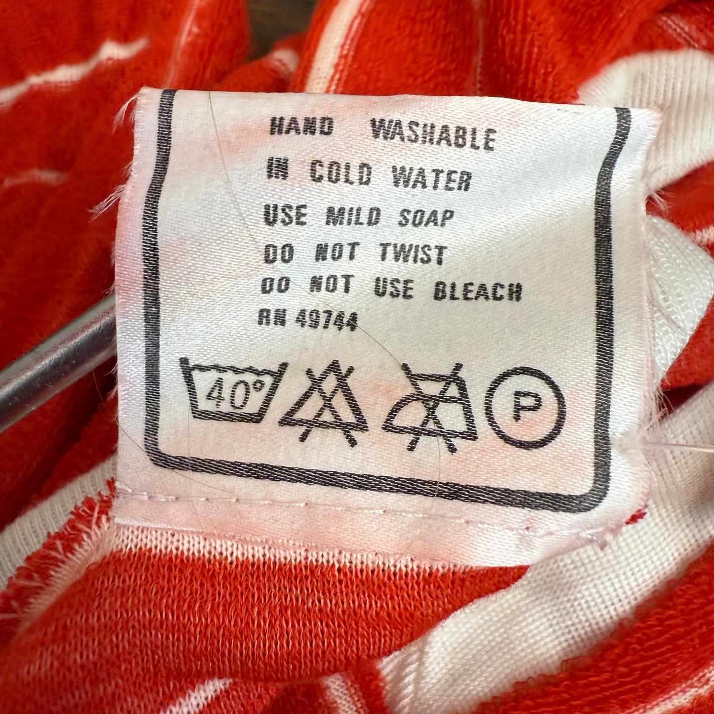 1970s Red and White Stripe Terrycloth Top and Shorts Set, Size Small