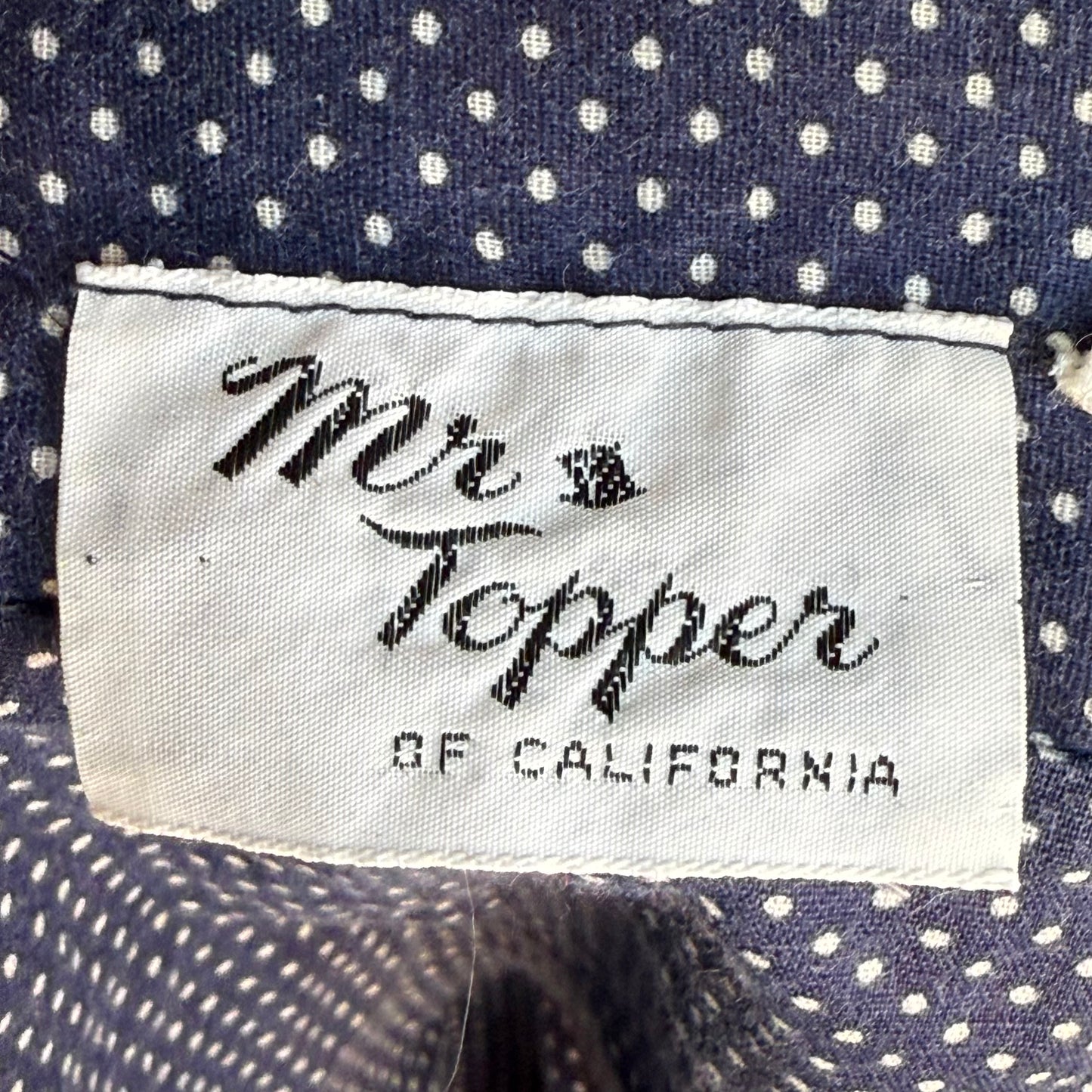 1970s Cropped Tie Front Reversible Blouse, Mr Topper Size M-L, Red and Navy Blue Polka Dot