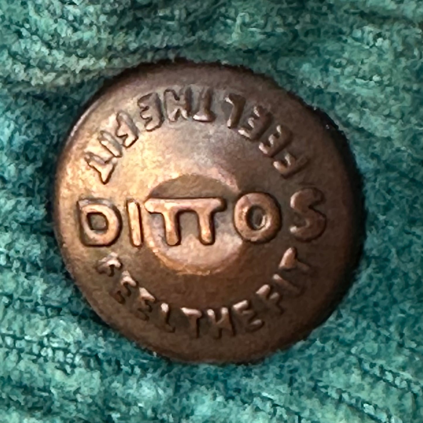 1970s Teal Green Corduroy Bell Bottom Jeans, Dittos 23.75x30.5