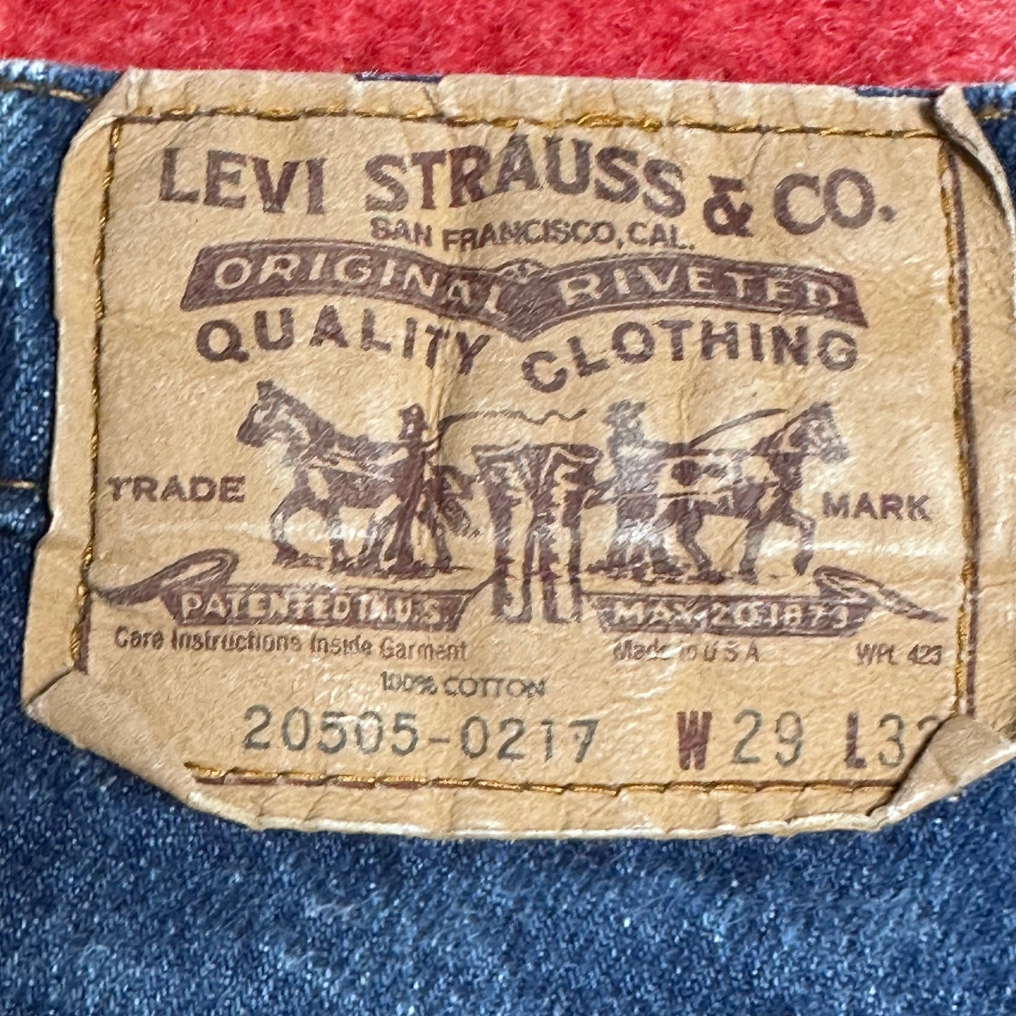 1980s Levi’s 505 Blue Jeans, 28.5"x32", Orange Tab