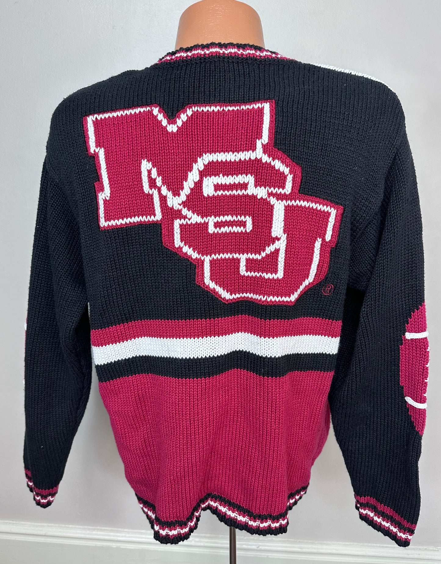 1990s/Y2K Mississippi State University Football Cardigan Sweater, Birch Bros Size Large, MSU Bulldogs