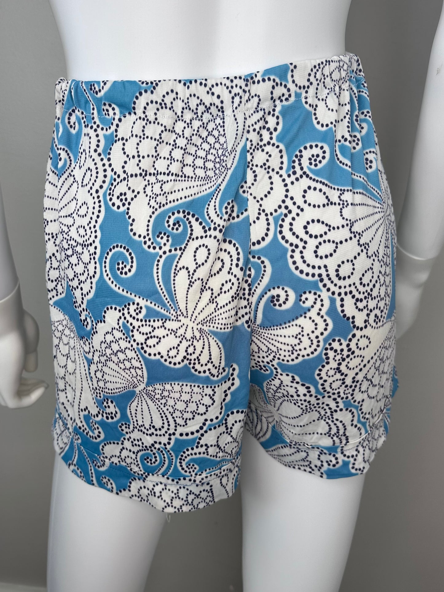 1970s Blue Butterfly Sizzler Set, Micro Mini Dress and Hot Pants Shorts, Teena Paige Fashions Size Small