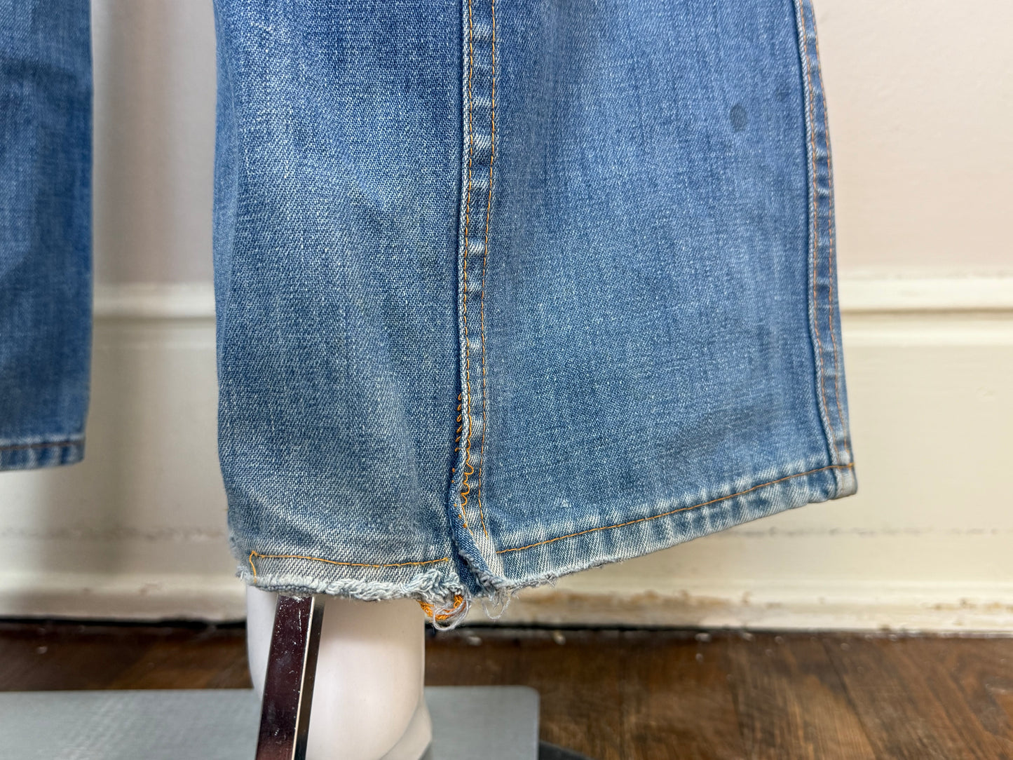 1970s Bell Bottom Blue Jeans, Hillbilly, 25.5"x31.5"