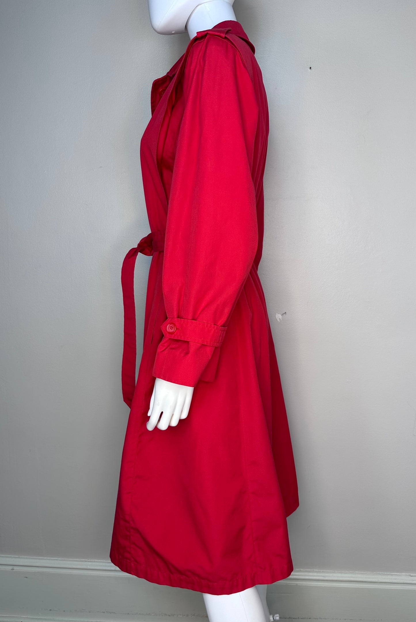 1980s Red Trench Coat, Evan-Picone Size Medium